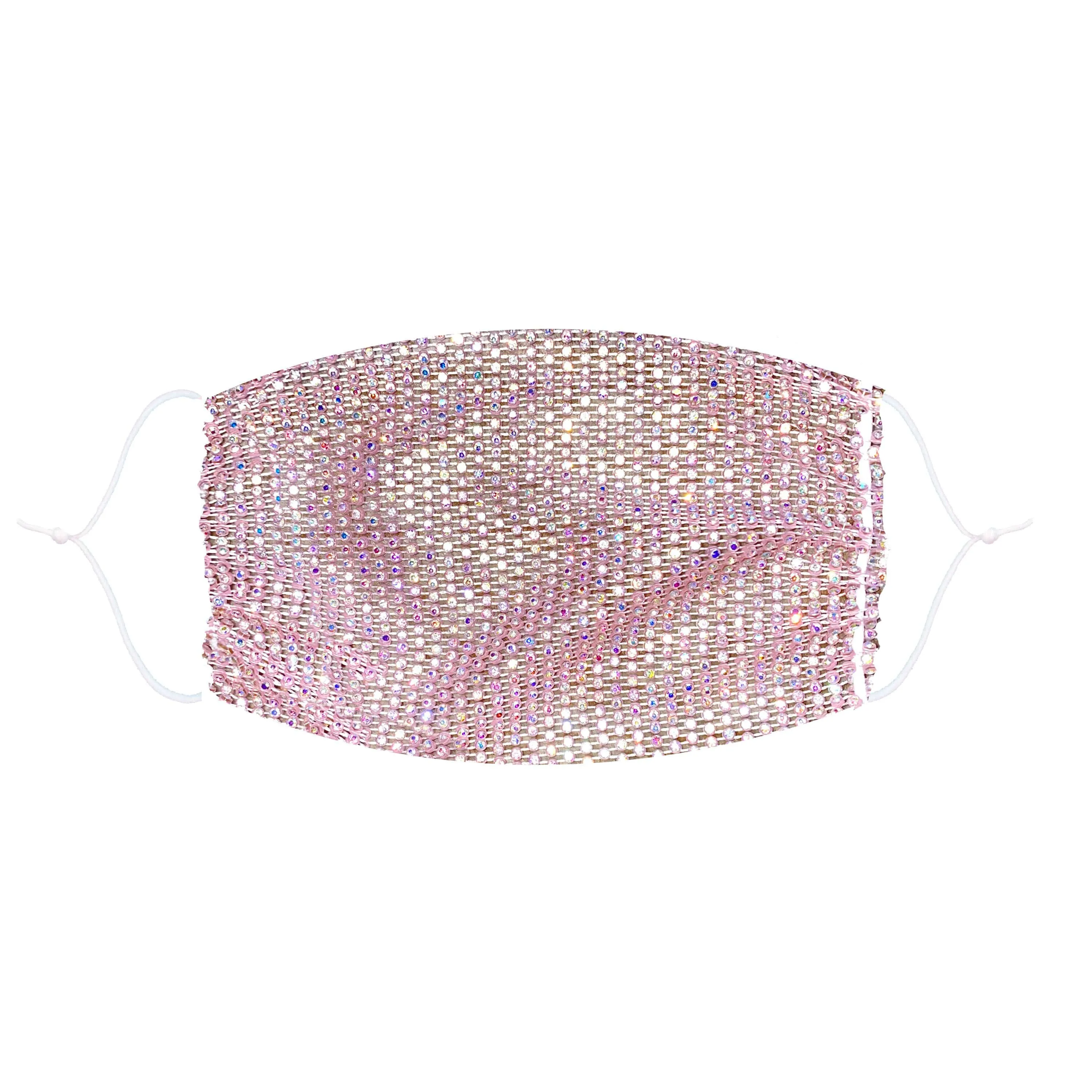 $$$ Honey Rose Gold Pink Crystal Mesh Jewel Face Mask With Adjustable Loops