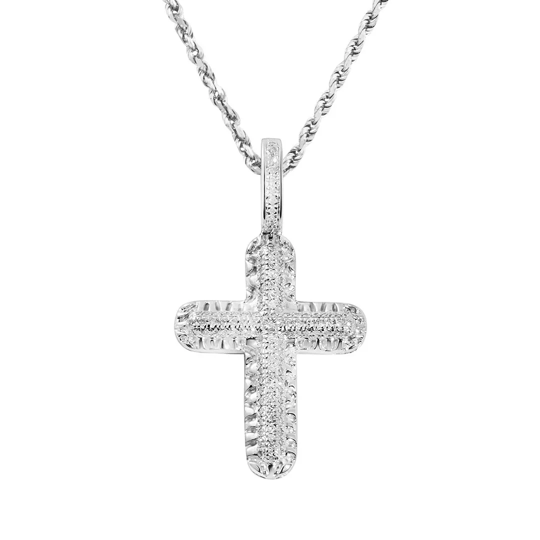 10k Gold Diamond Cross Pendant 0.24 Ctw