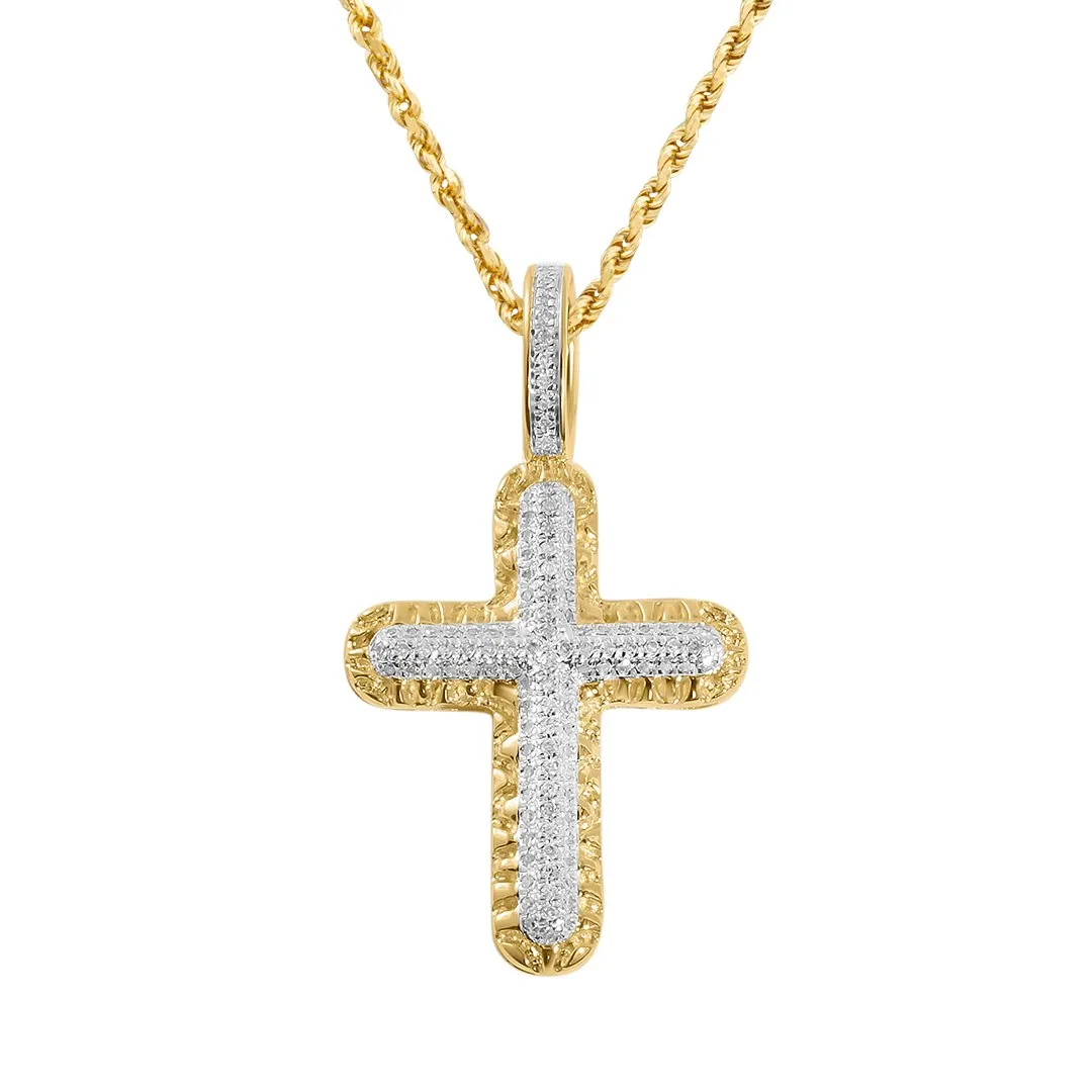 10k Gold Diamond Cross Pendant 0.24 Ctw