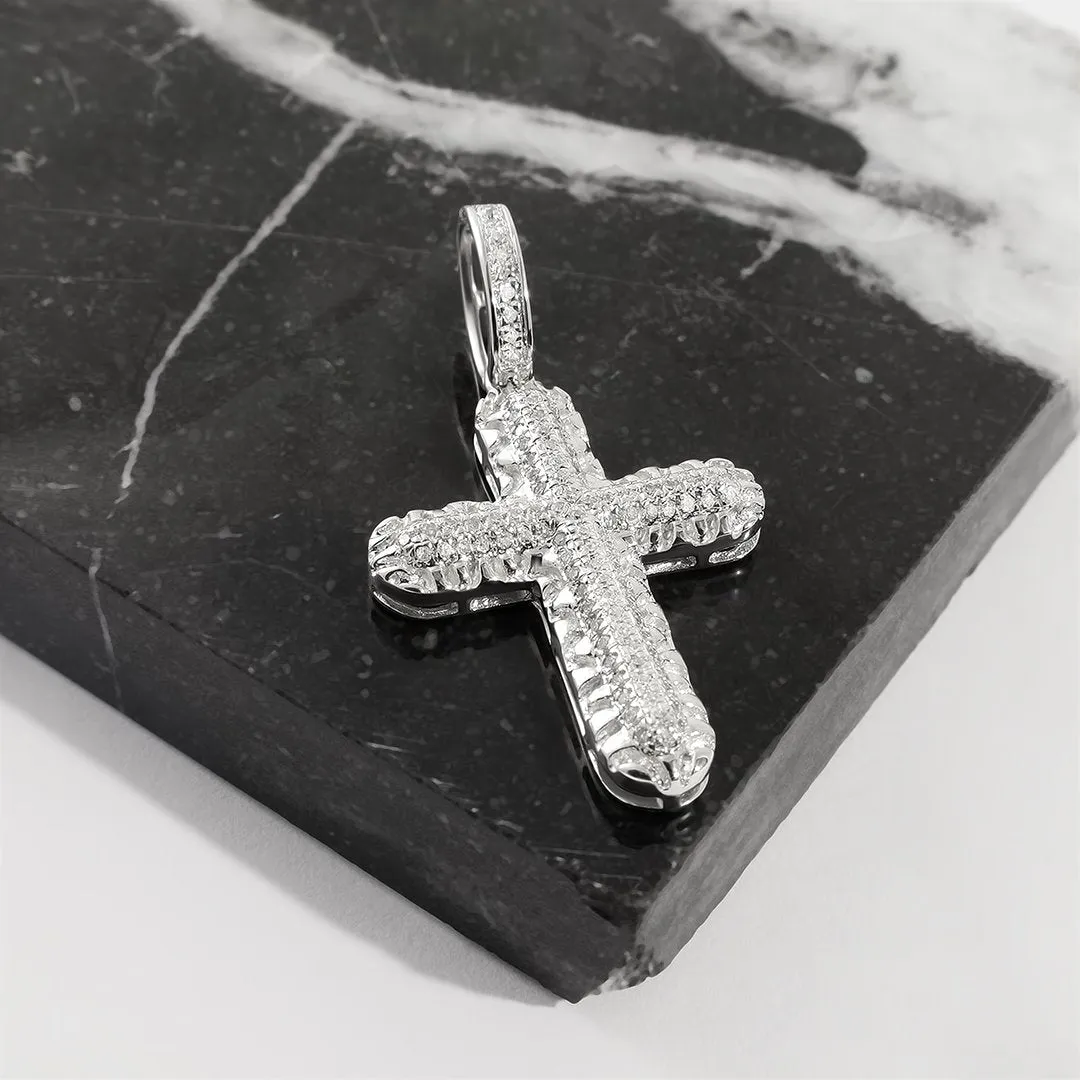 10k Gold Diamond Cross Pendant 0.24 Ctw