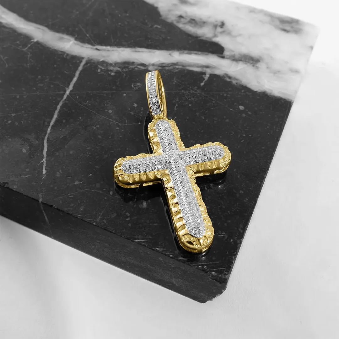 10k Gold Diamond Cross Pendant 0.24 Ctw