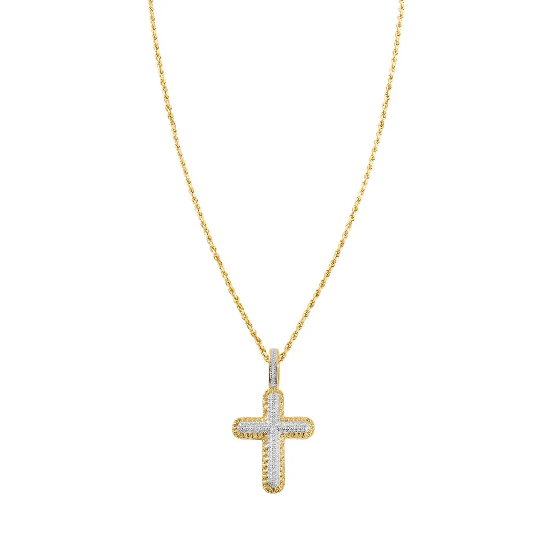 10k Gold Diamond Cross Pendant 0.24 Ctw