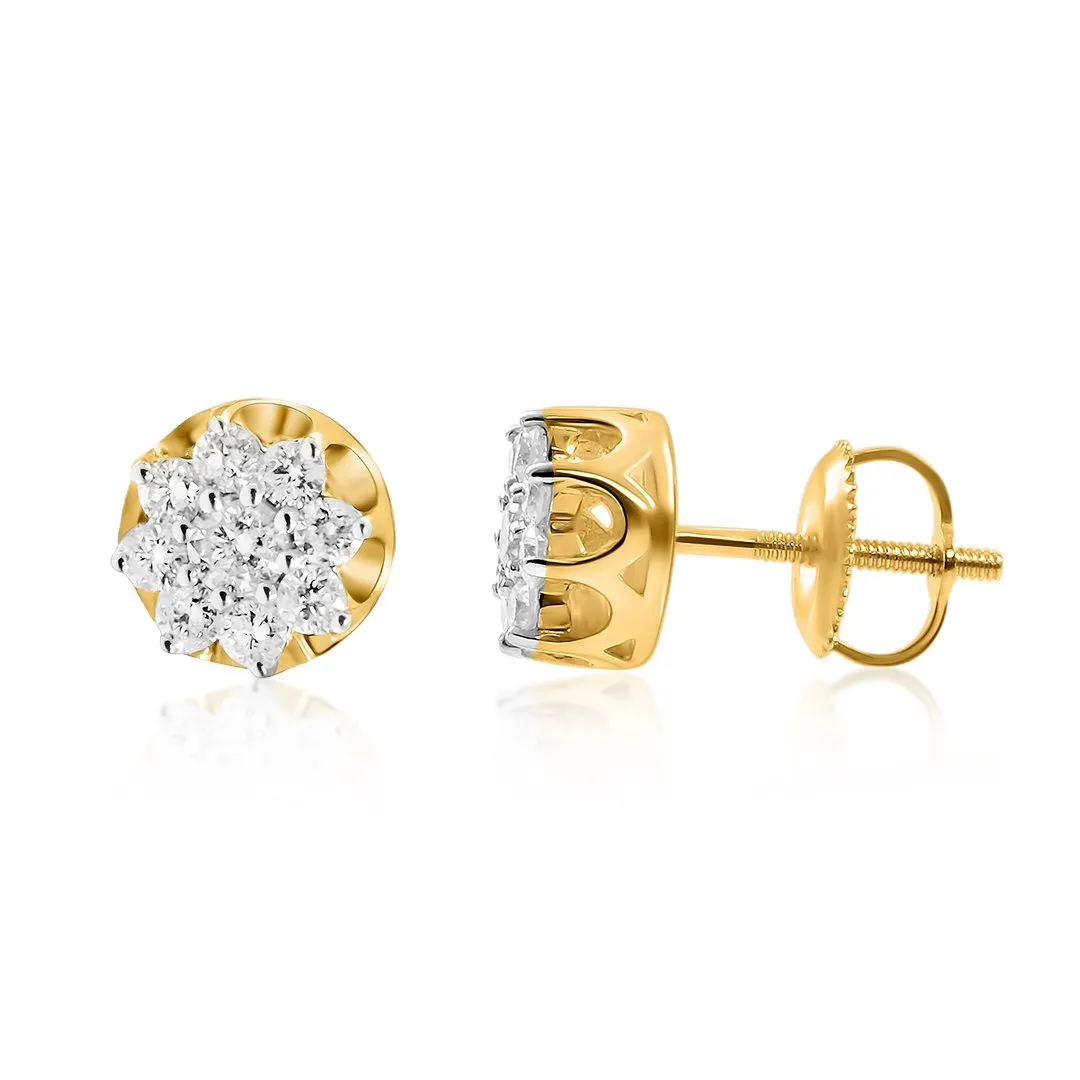 10k Gold Diamond Stud Earrings 0.54 Ctw