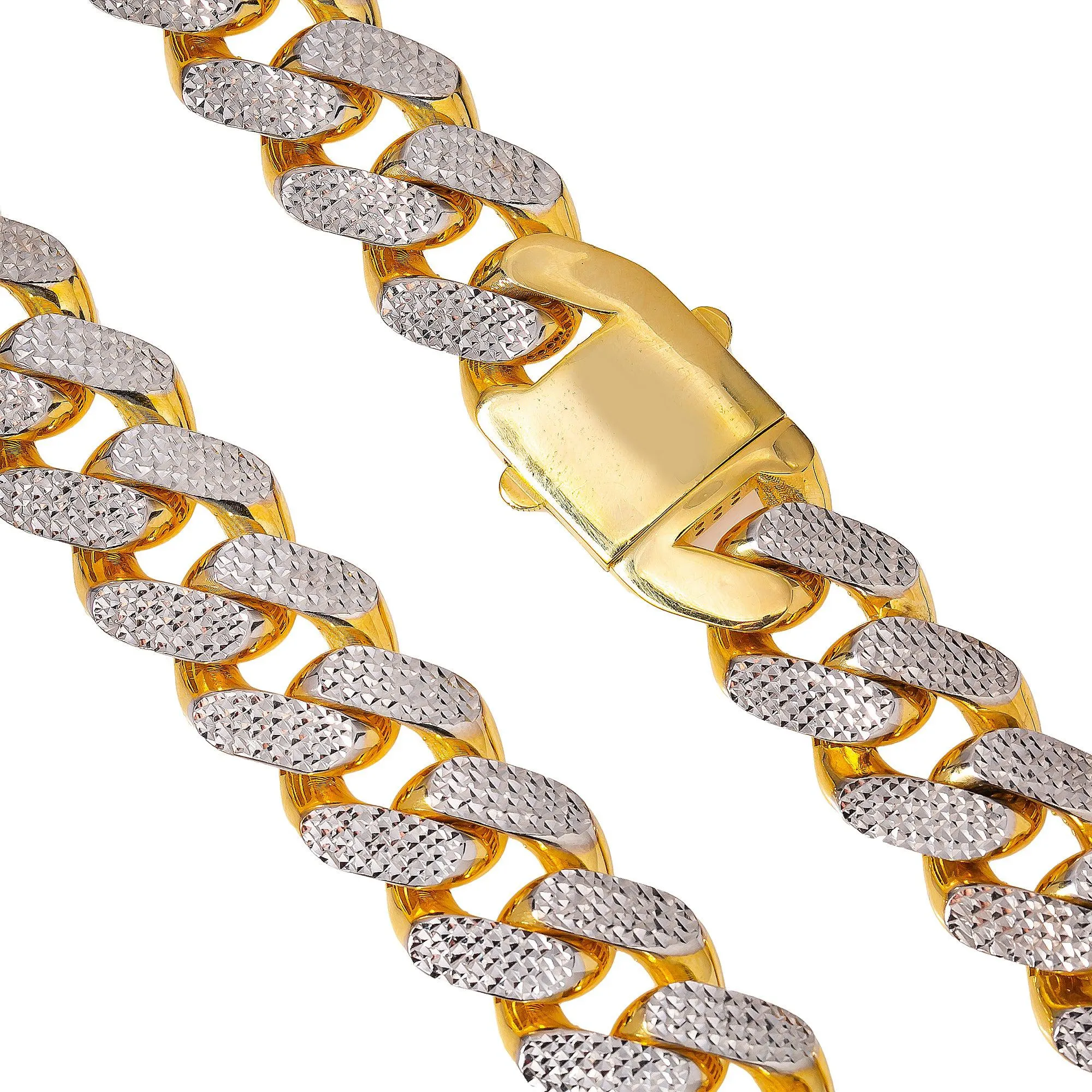 10K HOLLOW YELLOW GOLD DIAMOND CUT CUBAN LINK CHAIN