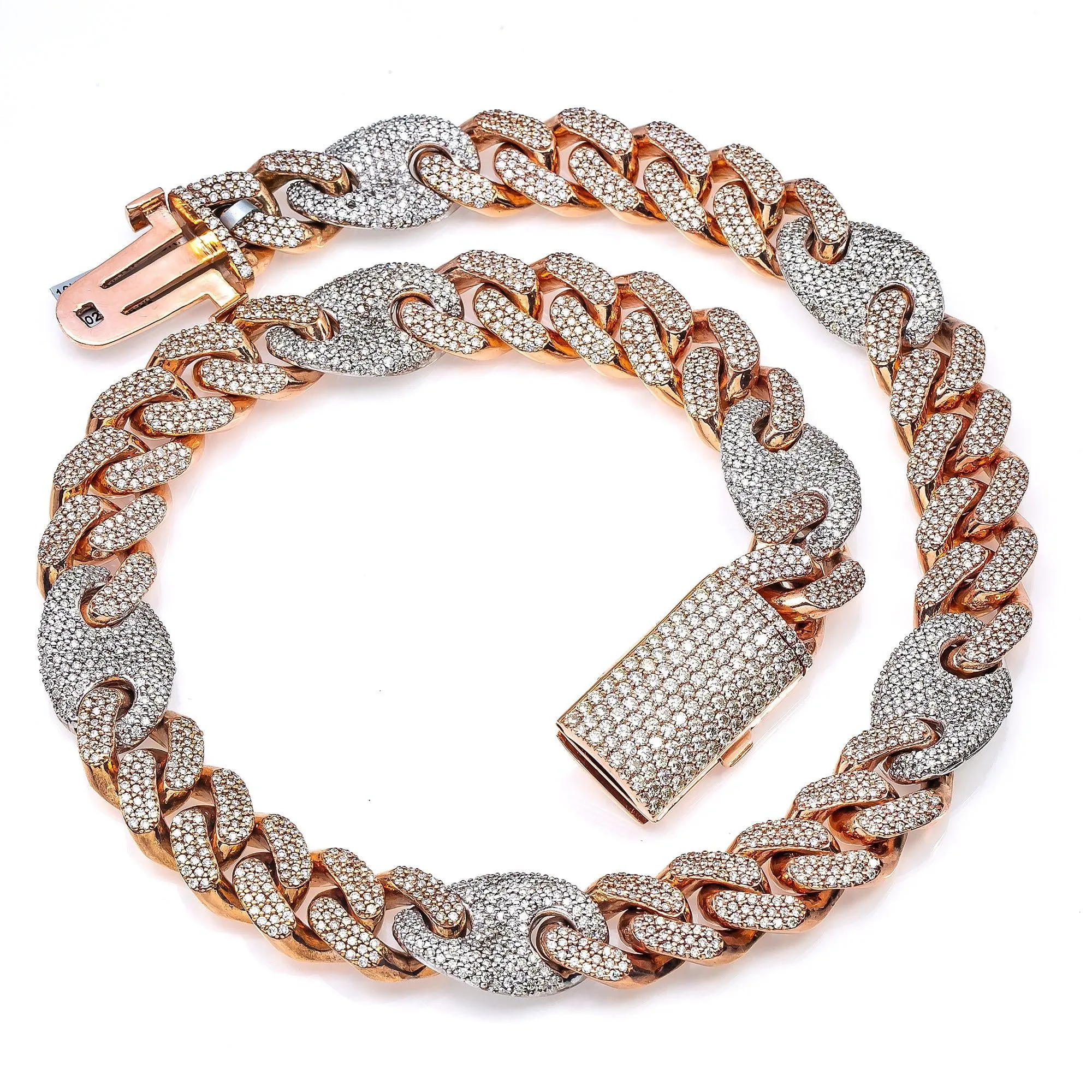 10K ROSE AND WHITE GOLD 21" | 19MM CUBAN CHAIN WITH 35 CT DIAMONDS