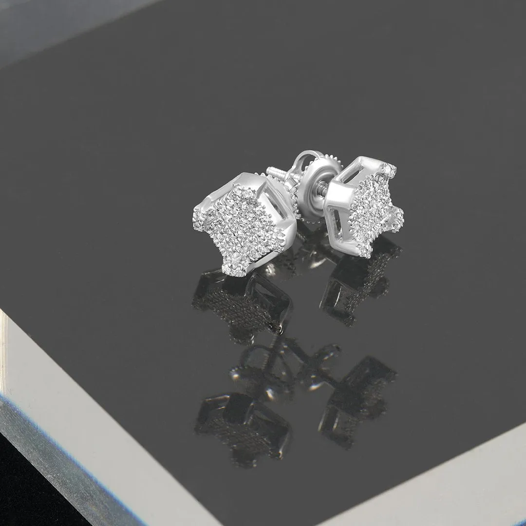 10k White Gold Diamond Square Earrings 0.13 Ctw