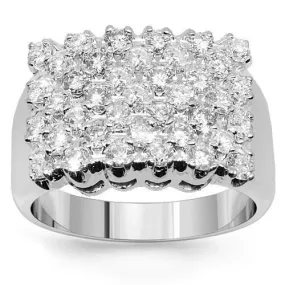 10K White Solid Gold Mens Diamond Ring 2.67 Ctw