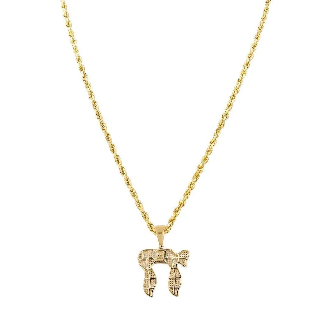 10k Yellow Gold Diamond Chai Pendant 0.60 Ctw