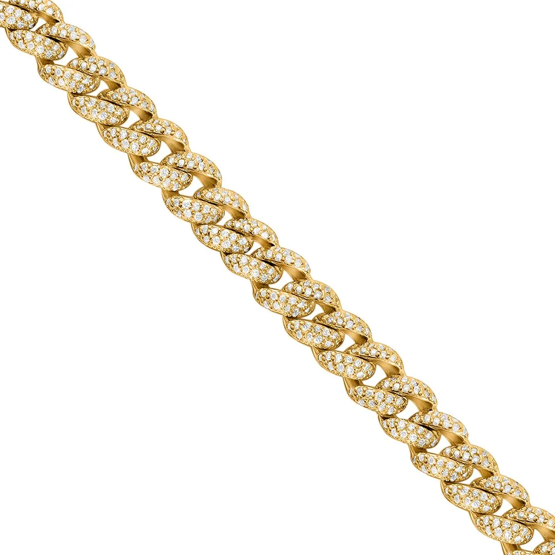 14k Gold Diamond Cuban Chain 17.62 Ctw 8.64mm