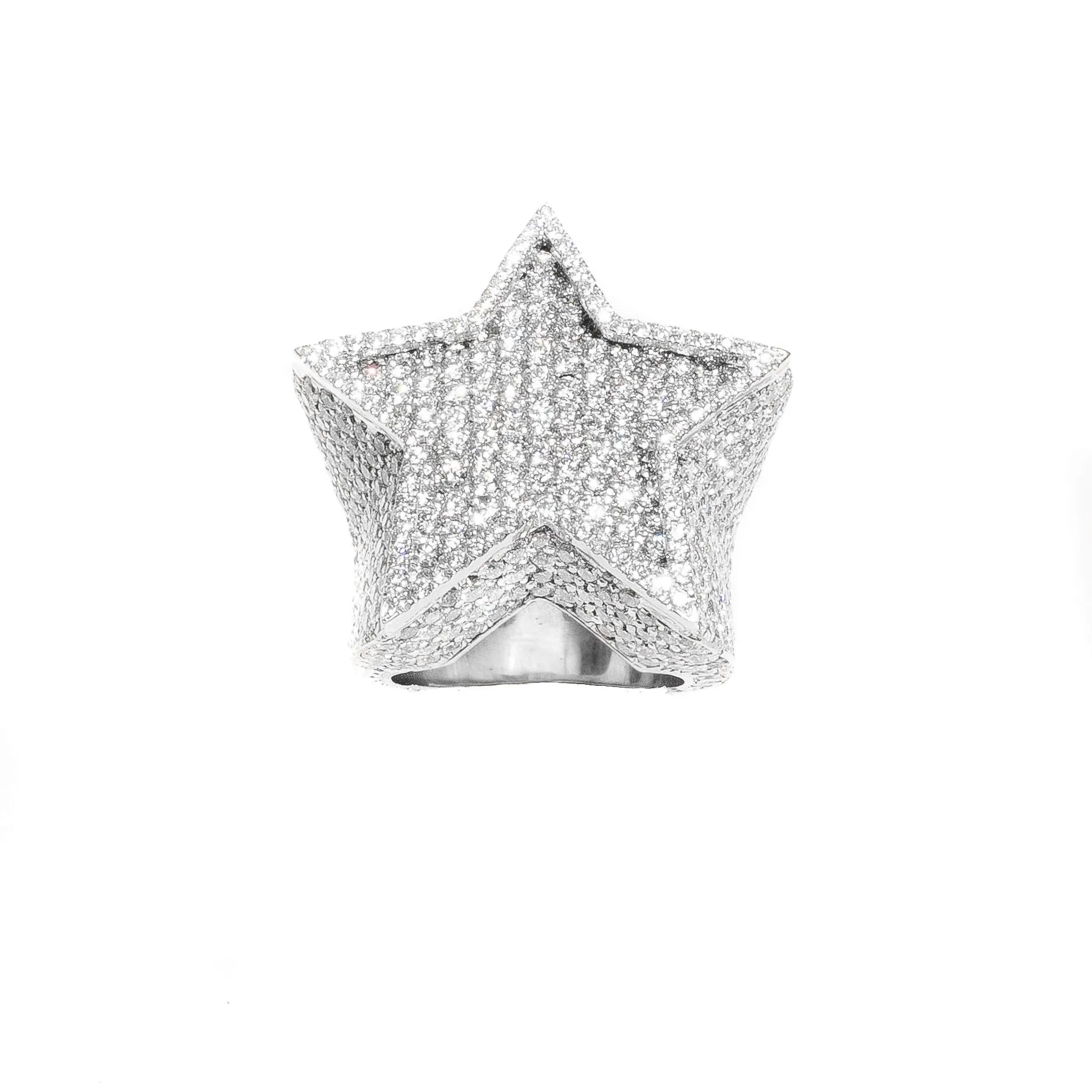 14K Gold Diamond Star Ring 14.05 Ctw