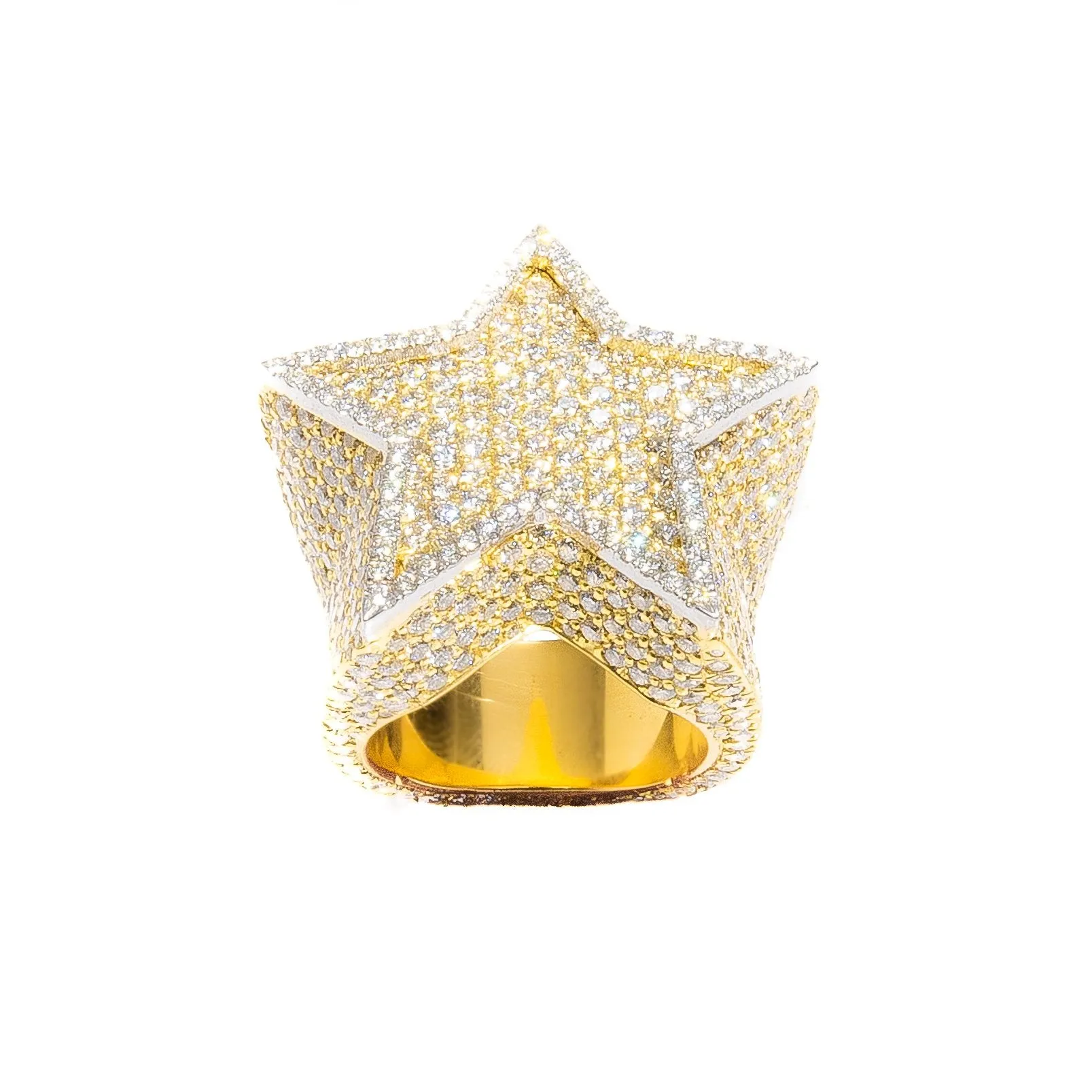 14K Gold Diamond Star Ring 14.05 Ctw