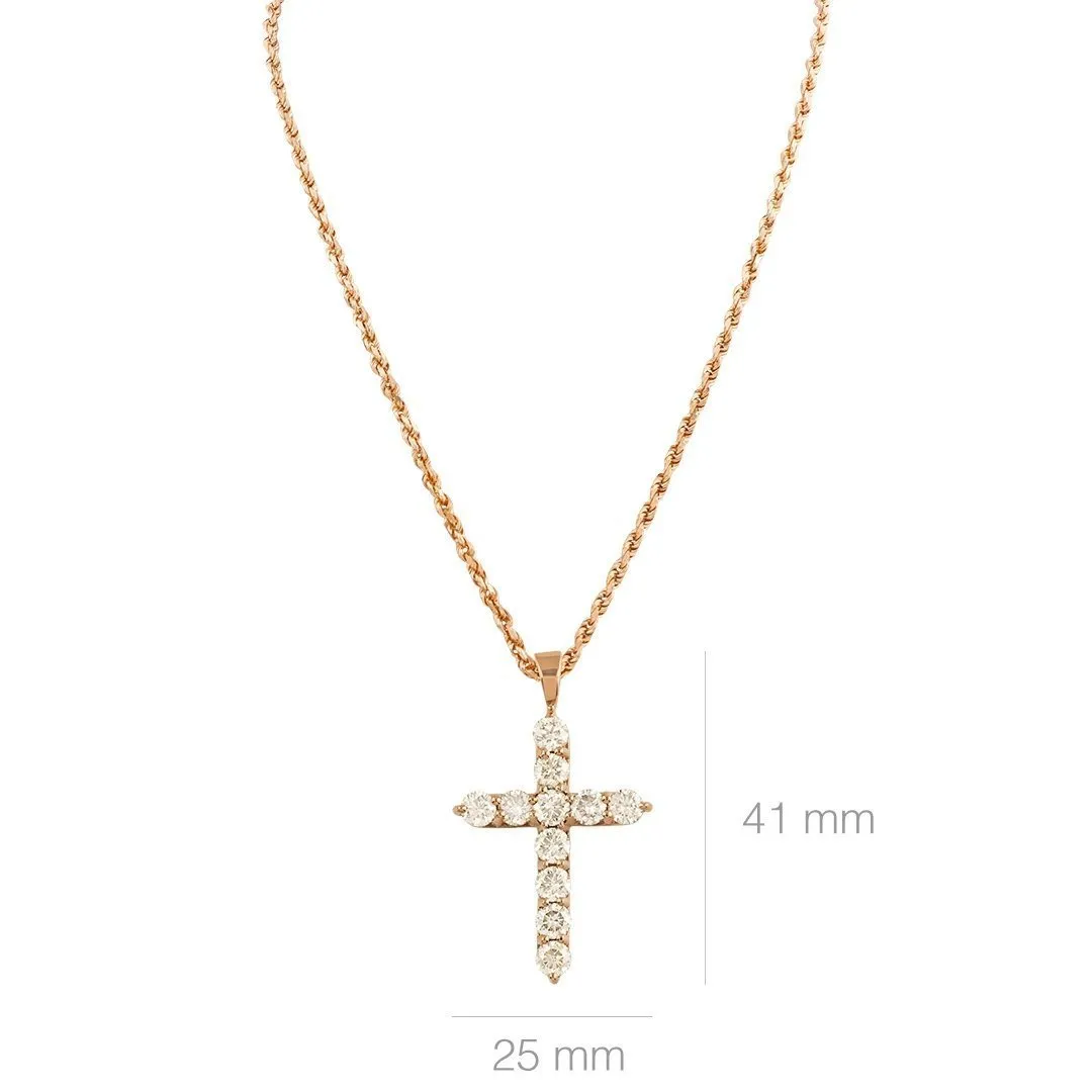 14k Rose Gold Diamond Cross Pendant 4 Ctw