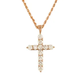 14k Rose Gold Diamond Cross Pendant 4 Ctw