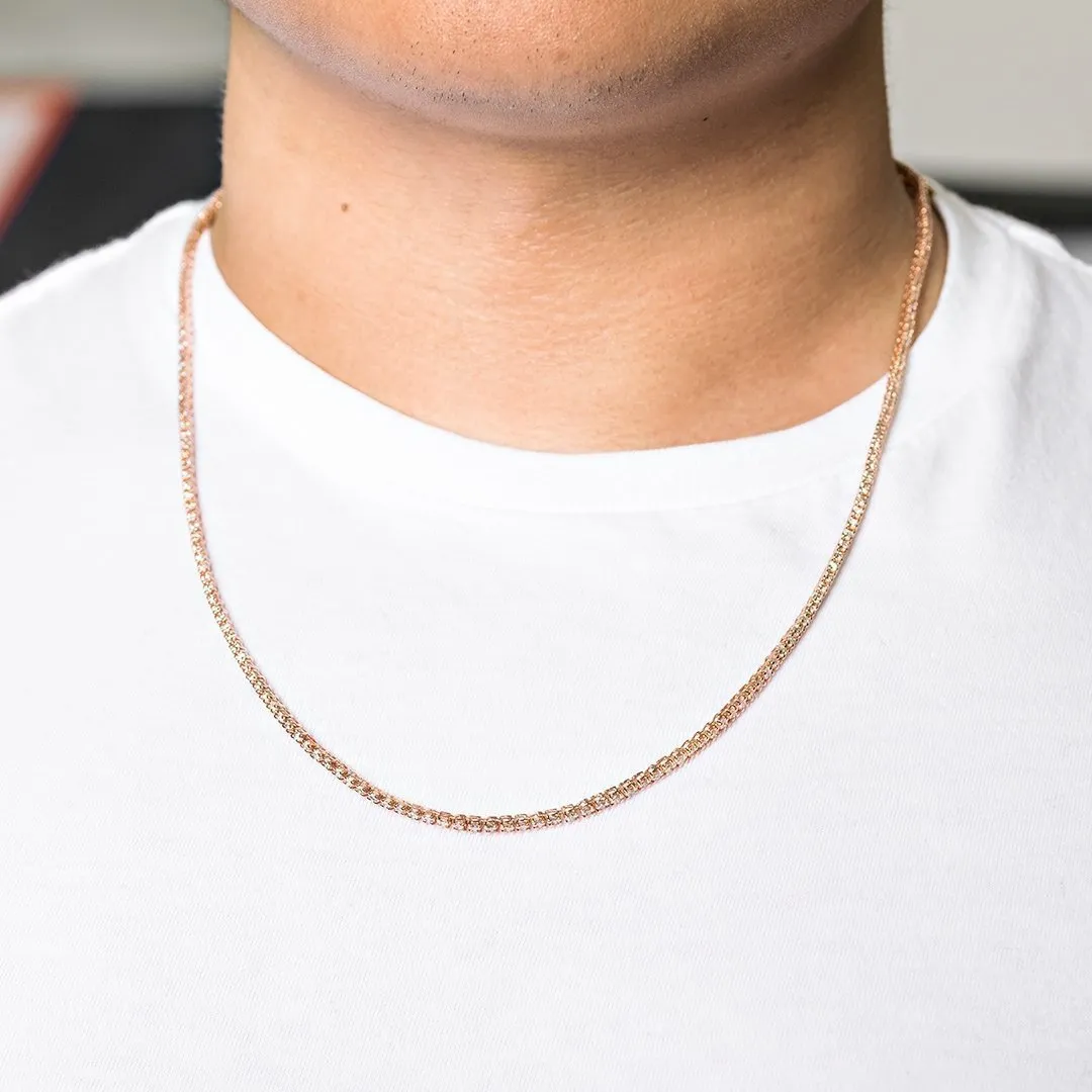 14k Rose Gold Tennis Chain 2.2 mm 5.40 Ctw