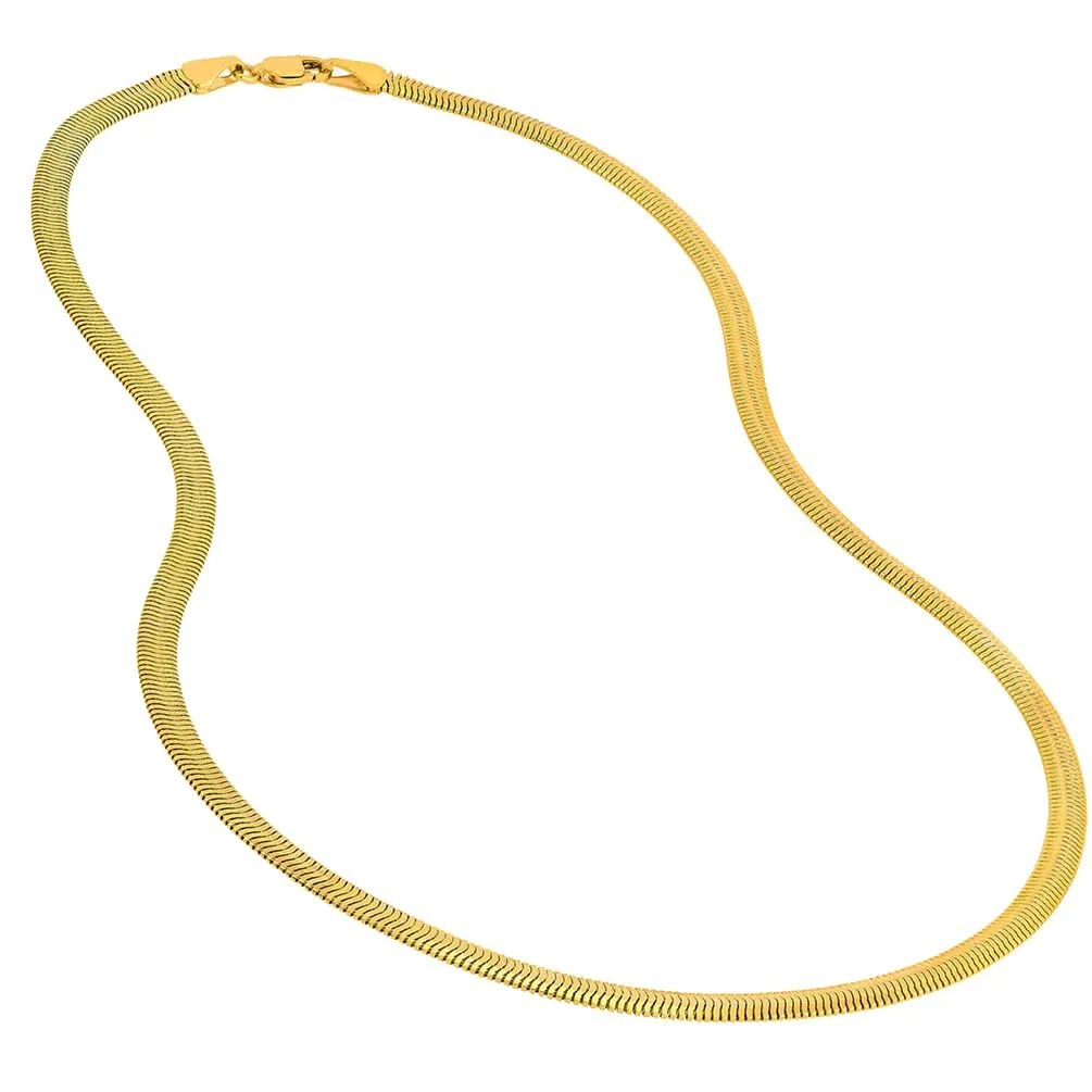 14k Solid Yellow Gold 2.5mm Herringbone Chain Necklace with Lobster Lock