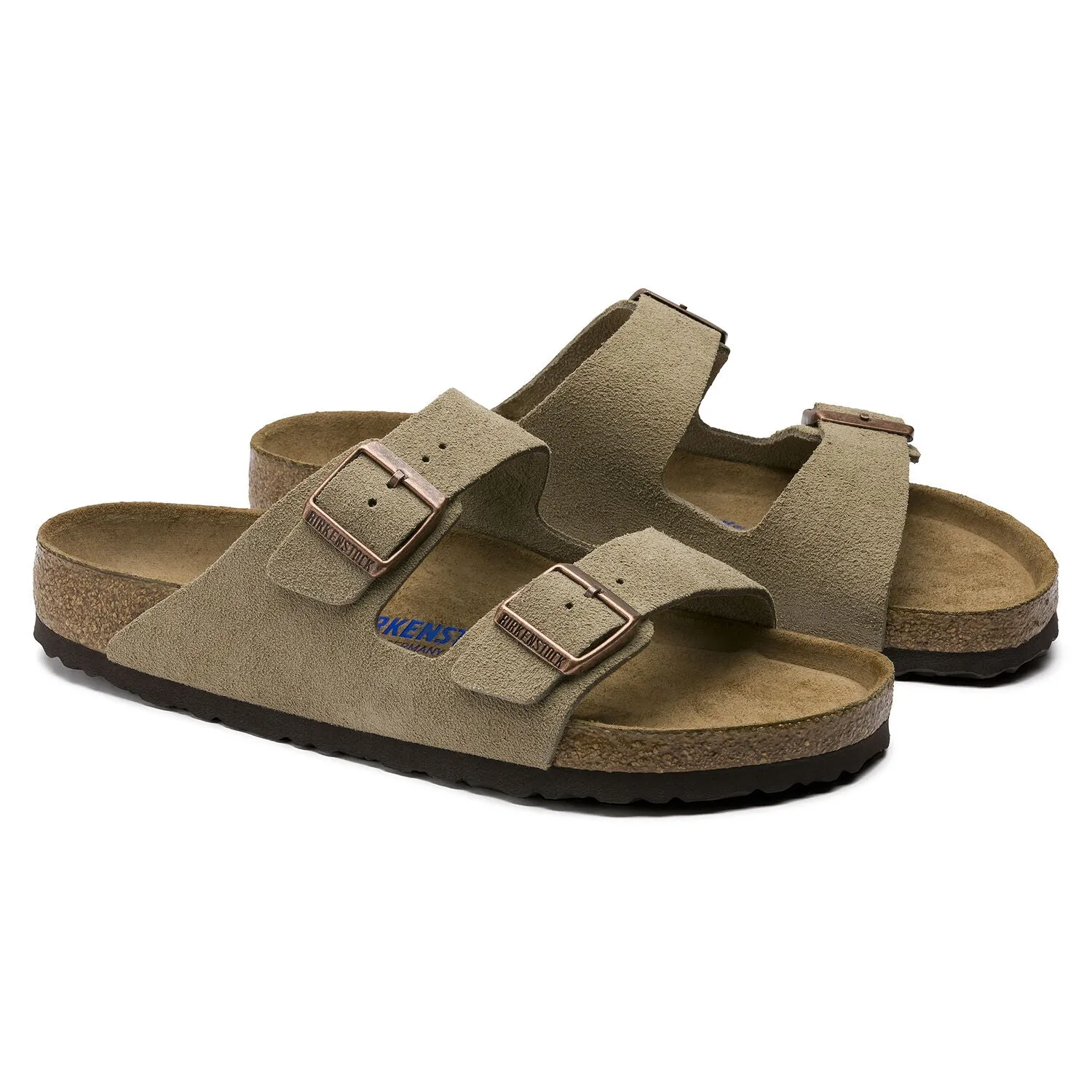 Arizona Soft Footbed Taupe Suede Leather Sandal - Taupe- Regular/Wide