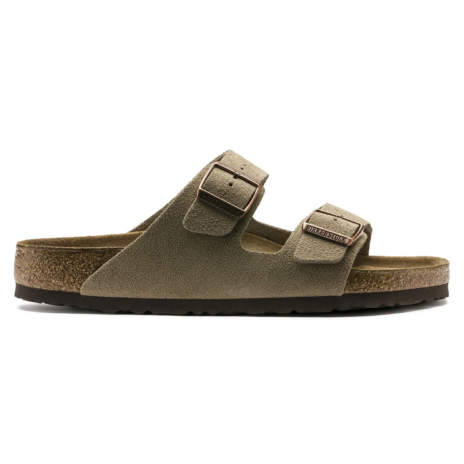 Arizona Soft Footbed Taupe Suede Leather Sandal - Taupe- Regular/Wide