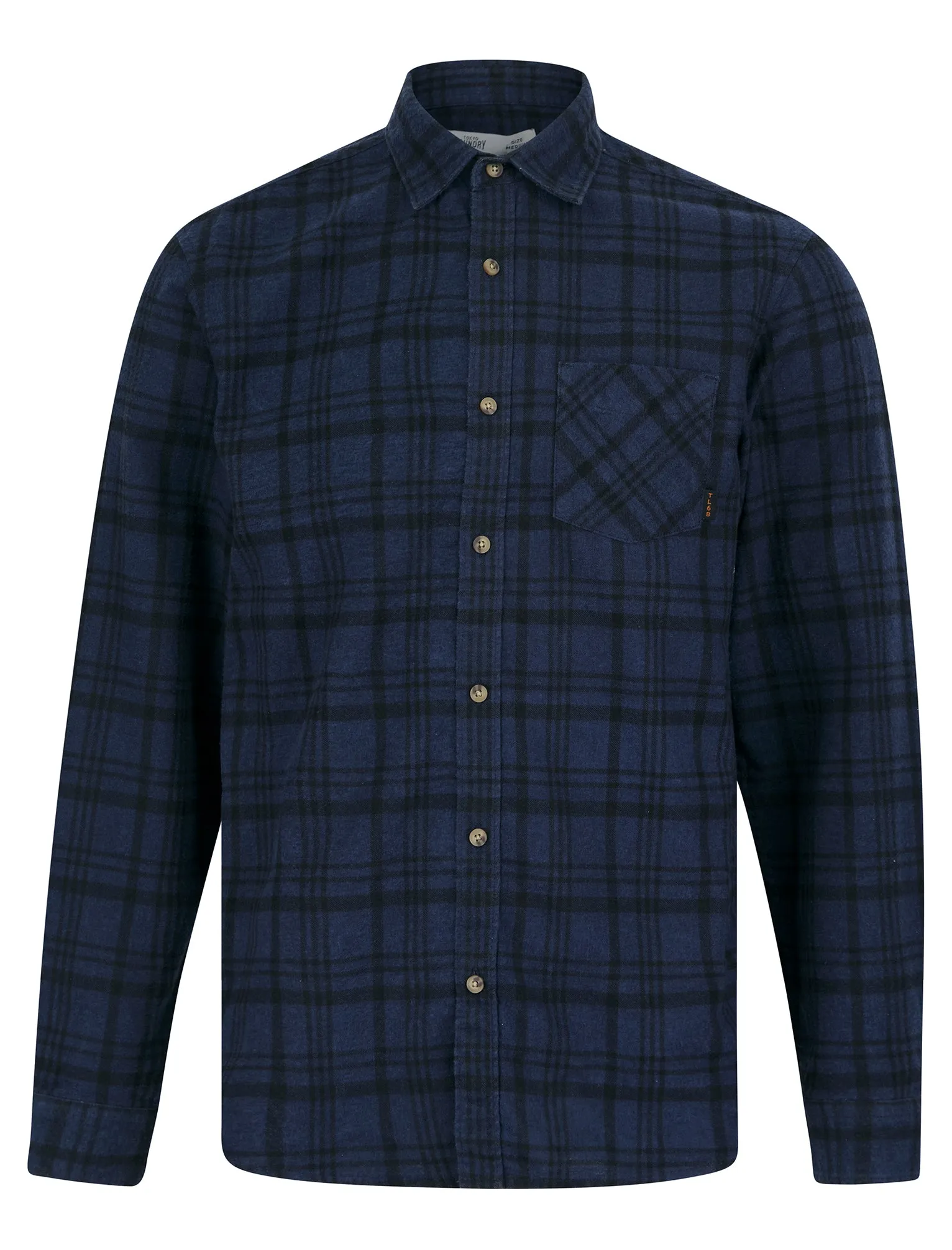 Avoch Checked Cotton Flannel Shirt in Pageant Blue - Tokyo Laundry