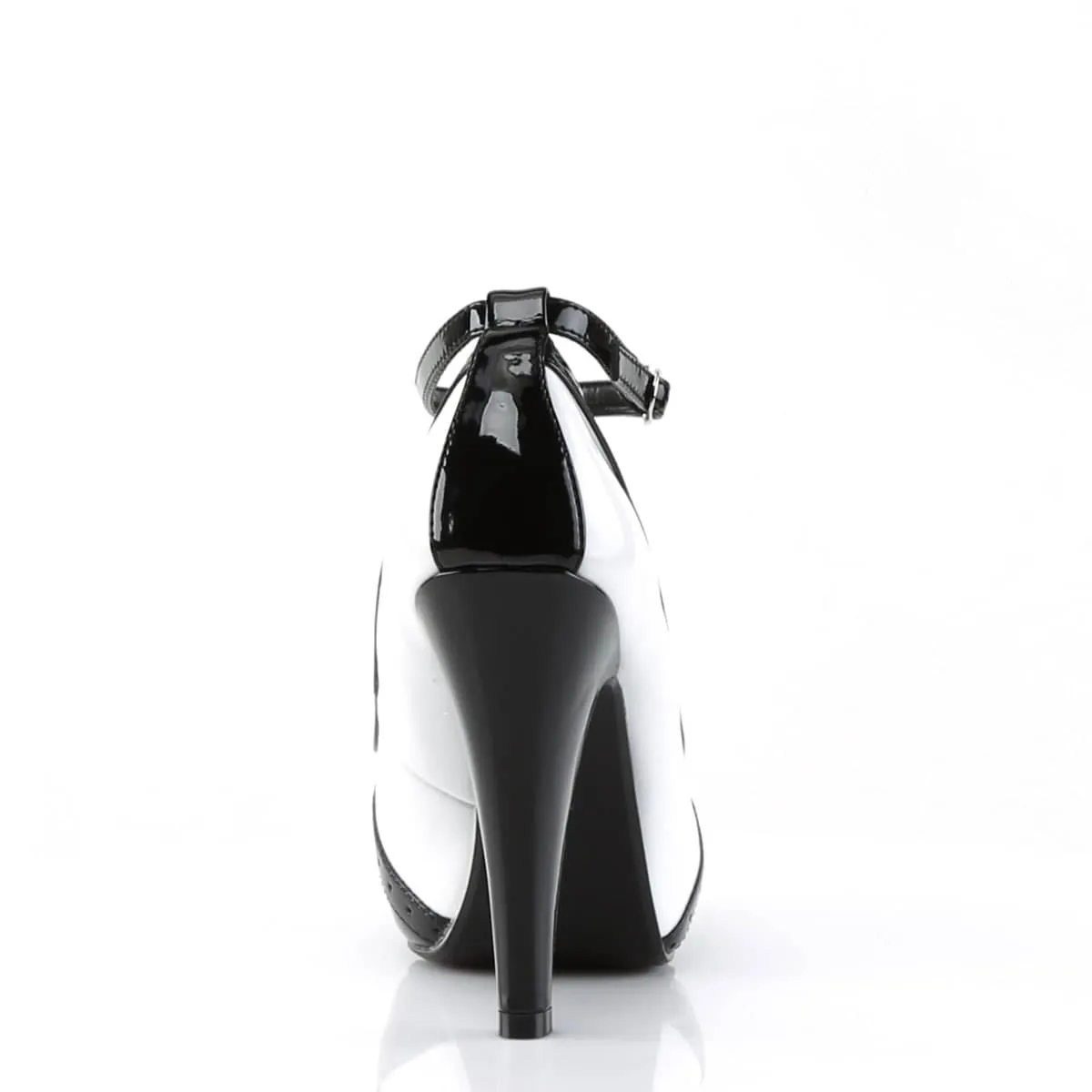 BETTIE-22 Black & White Ankle T-Strap High Heel