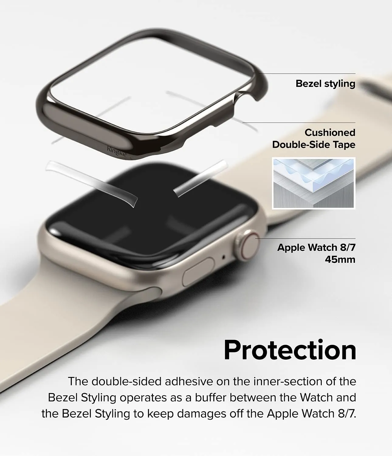 Bezel Styling Compatible with Apple Watch 7 45mm - Graphite (45-11)