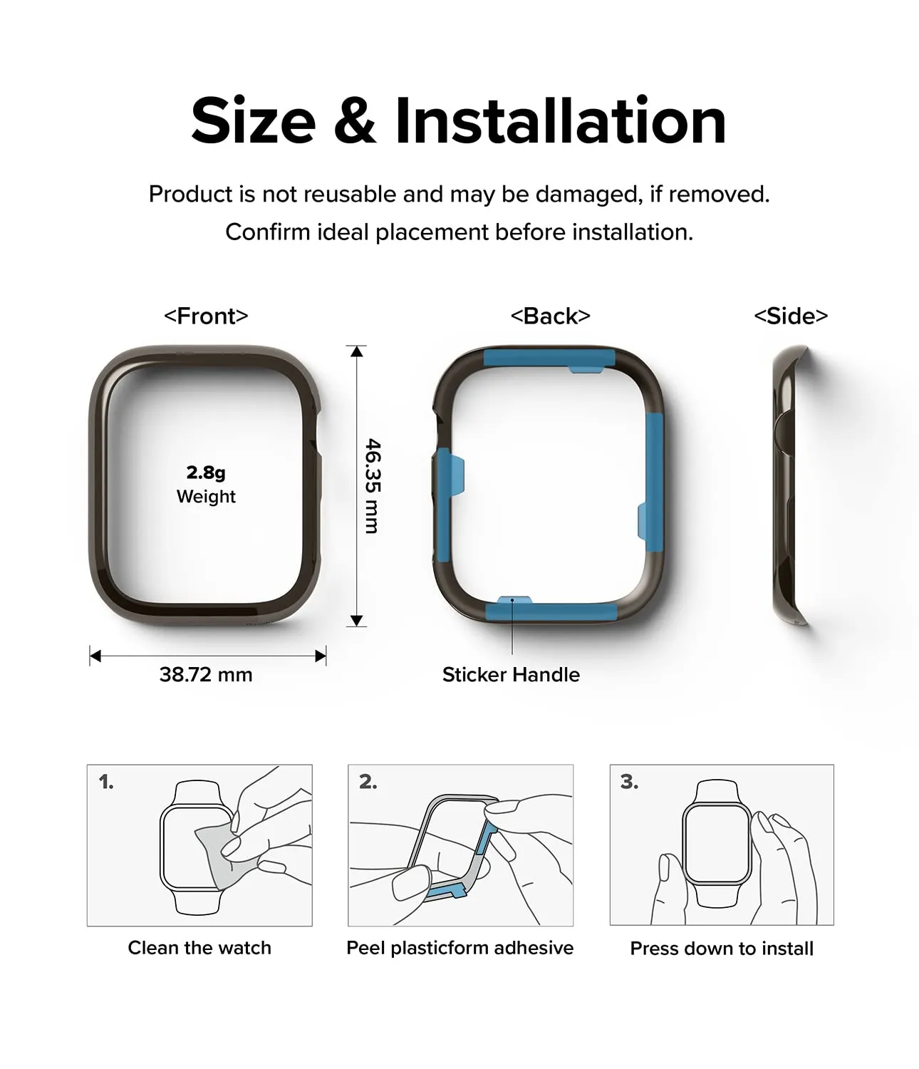 Bezel Styling Compatible with Apple Watch 7 45mm - Graphite (45-11)