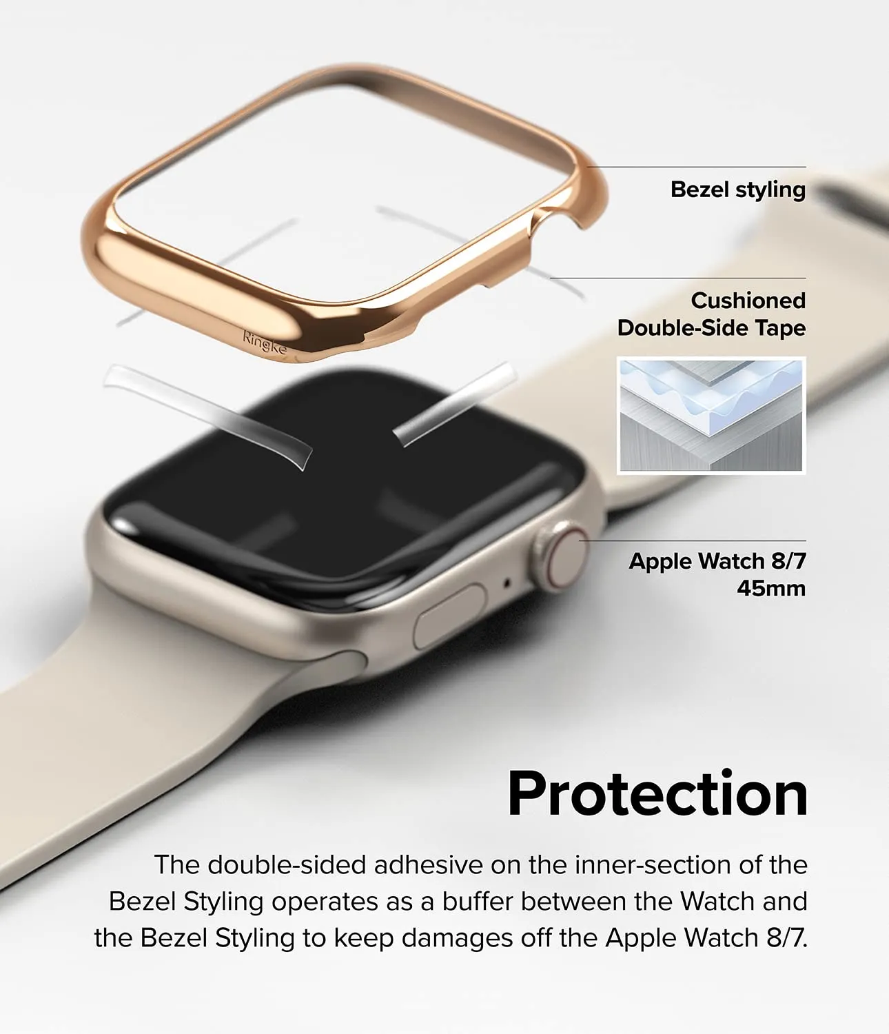 Bezel Styling Compatible with Apple Watch 7 45mm - Rose Gold (45-02)