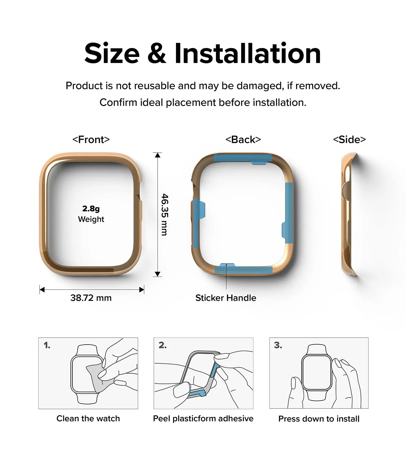 Bezel Styling Compatible with Apple Watch 7 45mm - Rose Gold (45-02)