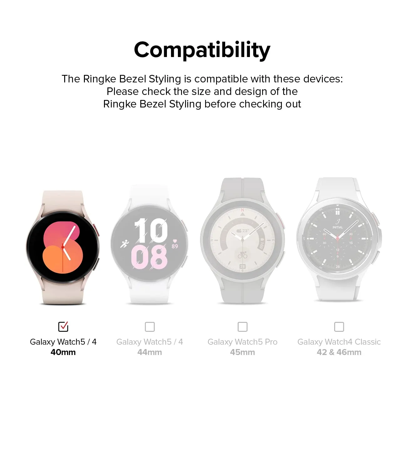 Bezel Styling Compatible with Samsung Galaxy Watch 4 40mm -  Silver [40-04]