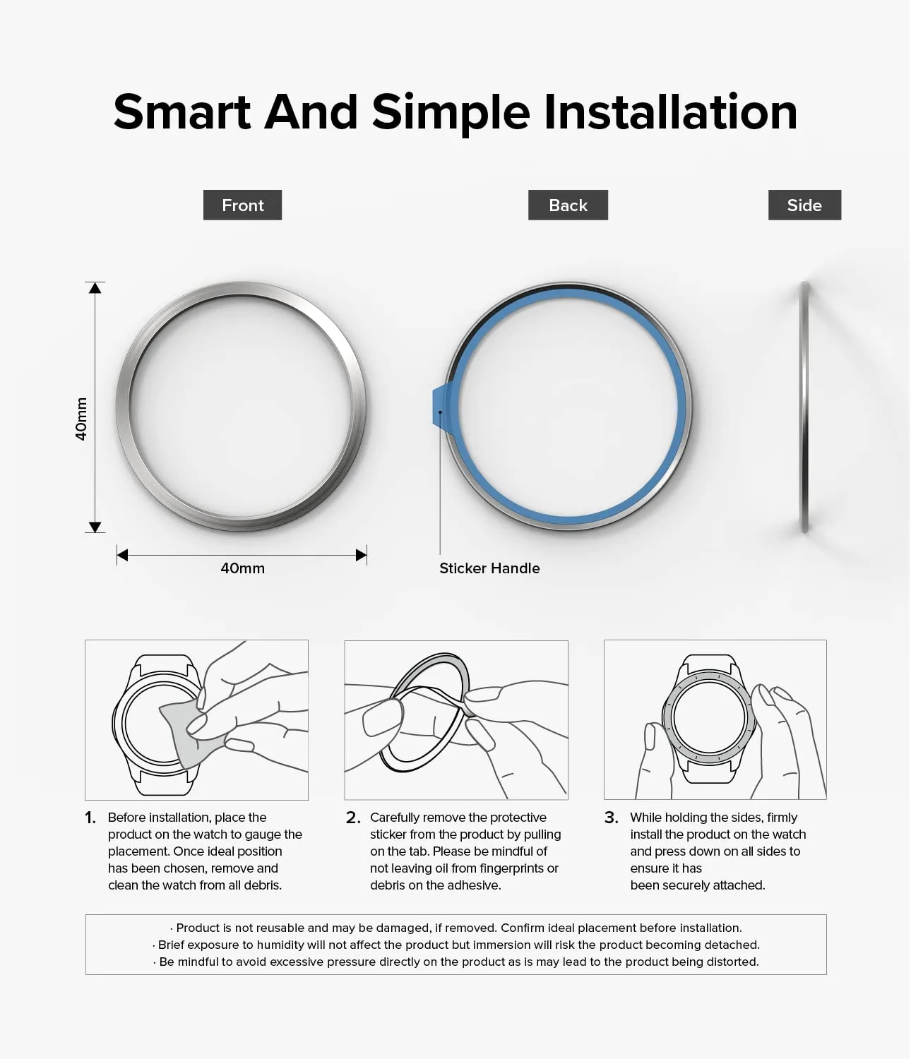 Bezel Styling Compatible with Samsung Galaxy Watch 4 40mm -  Silver [40-04]