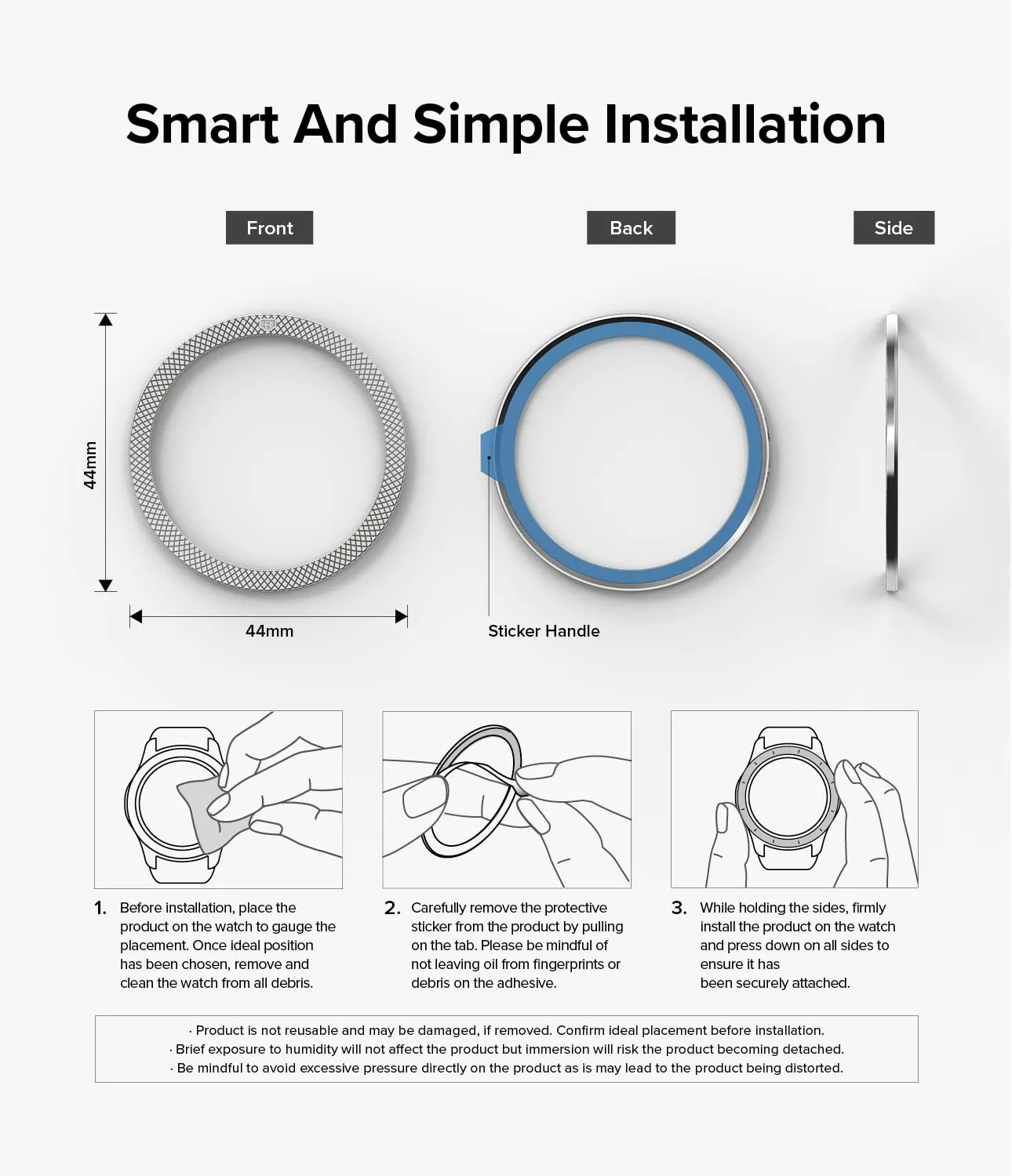 Bezel Styling Compatible with Samsung Galaxy Watch 4 44mm - Silver [44-40]