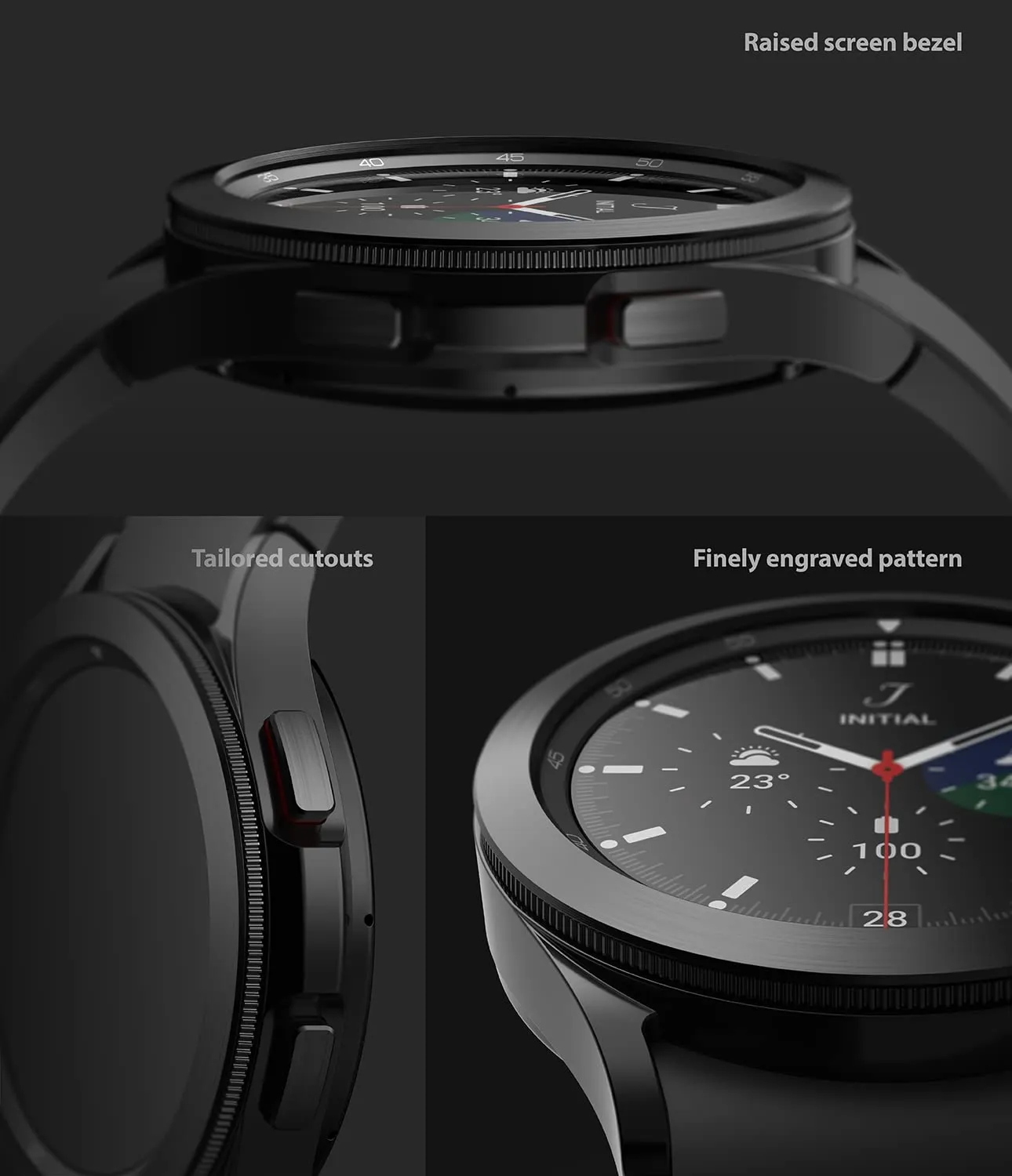 Bezel Styling Compatible with Samsung Galaxy Watch 4 Classic 42mm - Black [42-05]