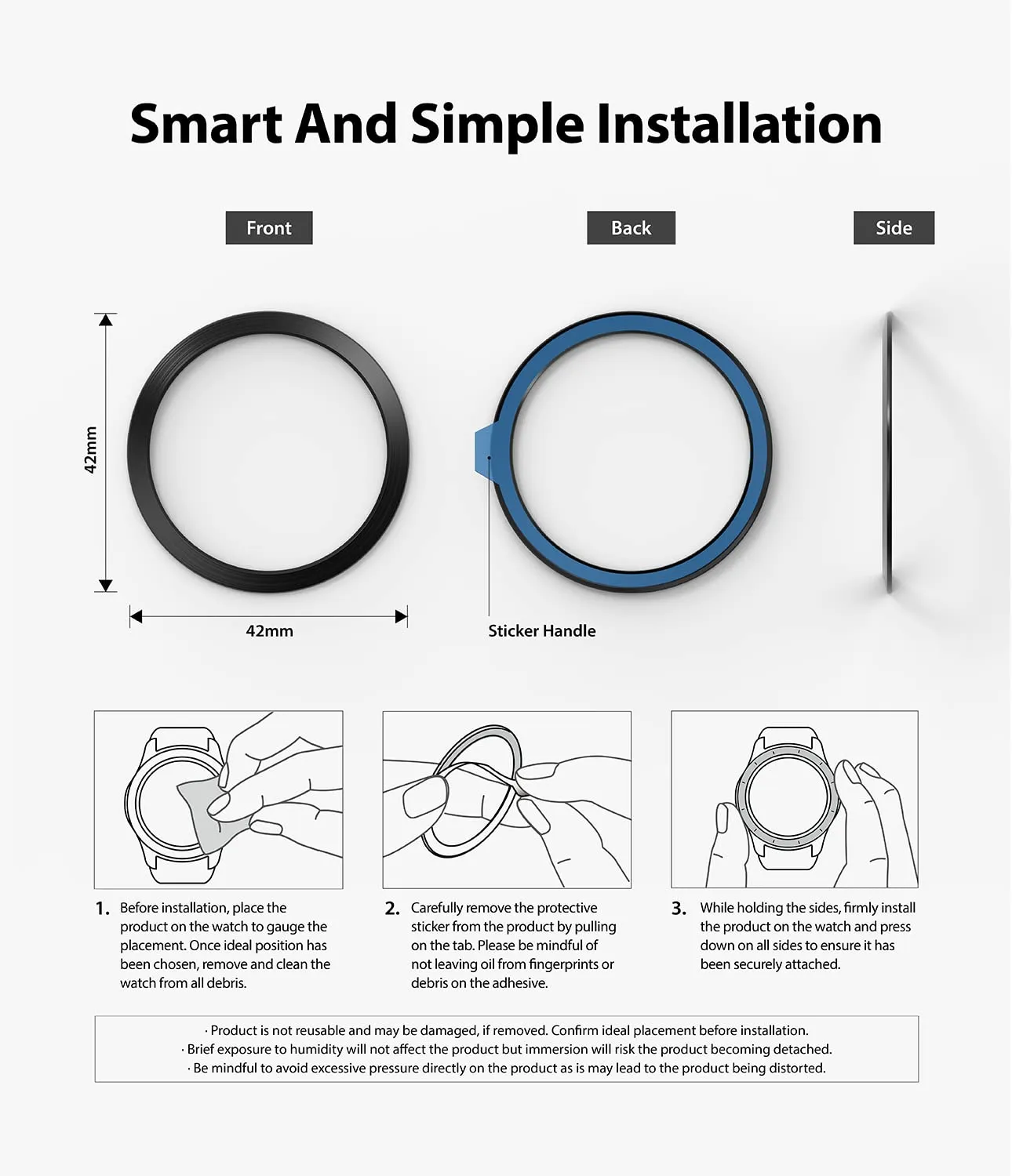 Bezel Styling Compatible with Samsung Galaxy Watch 4 Classic 42mm - Black [42-05]