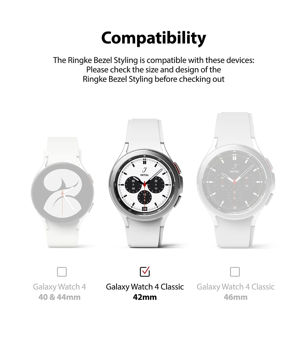 Bezel Styling Compatible with Samsung Galaxy Watch 4 Classic 42mm - Black [42-05]