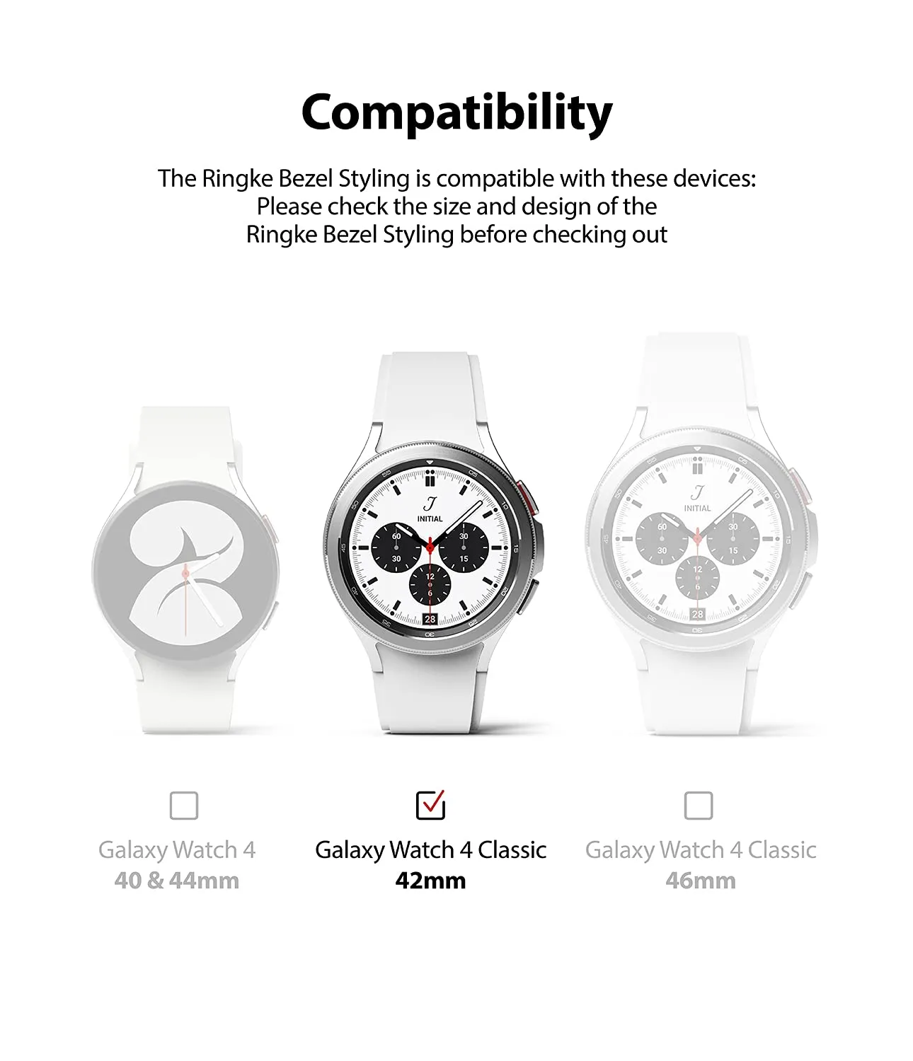 Bezel Styling Compatible with Samsung Galaxy Watch 4 Classic 42mm - Silver [42-01]