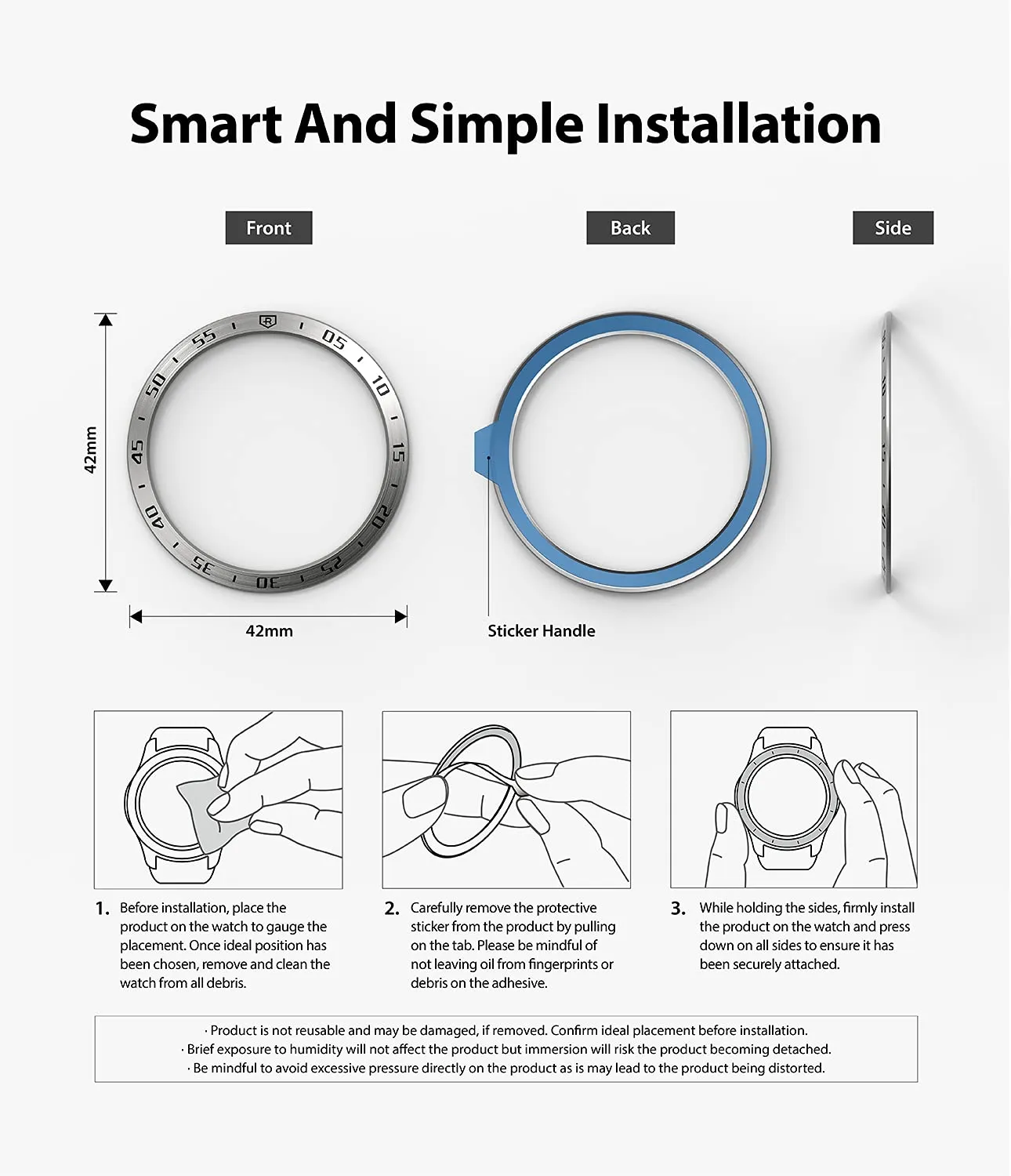 Bezel Styling Compatible with Samsung Galaxy Watch 4 Classic 42mm - Silver [42-01]