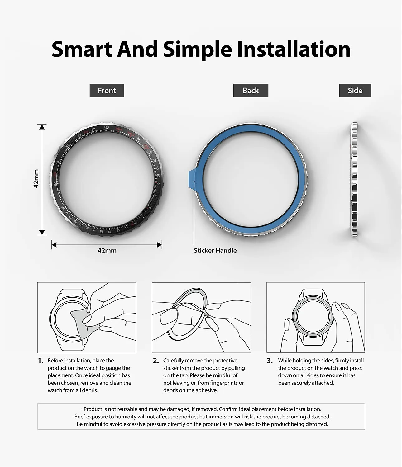 Bezel Styling Compatible with Samsung Galaxy Watch 4 Classic 42mm - Silver & Black [42-85]