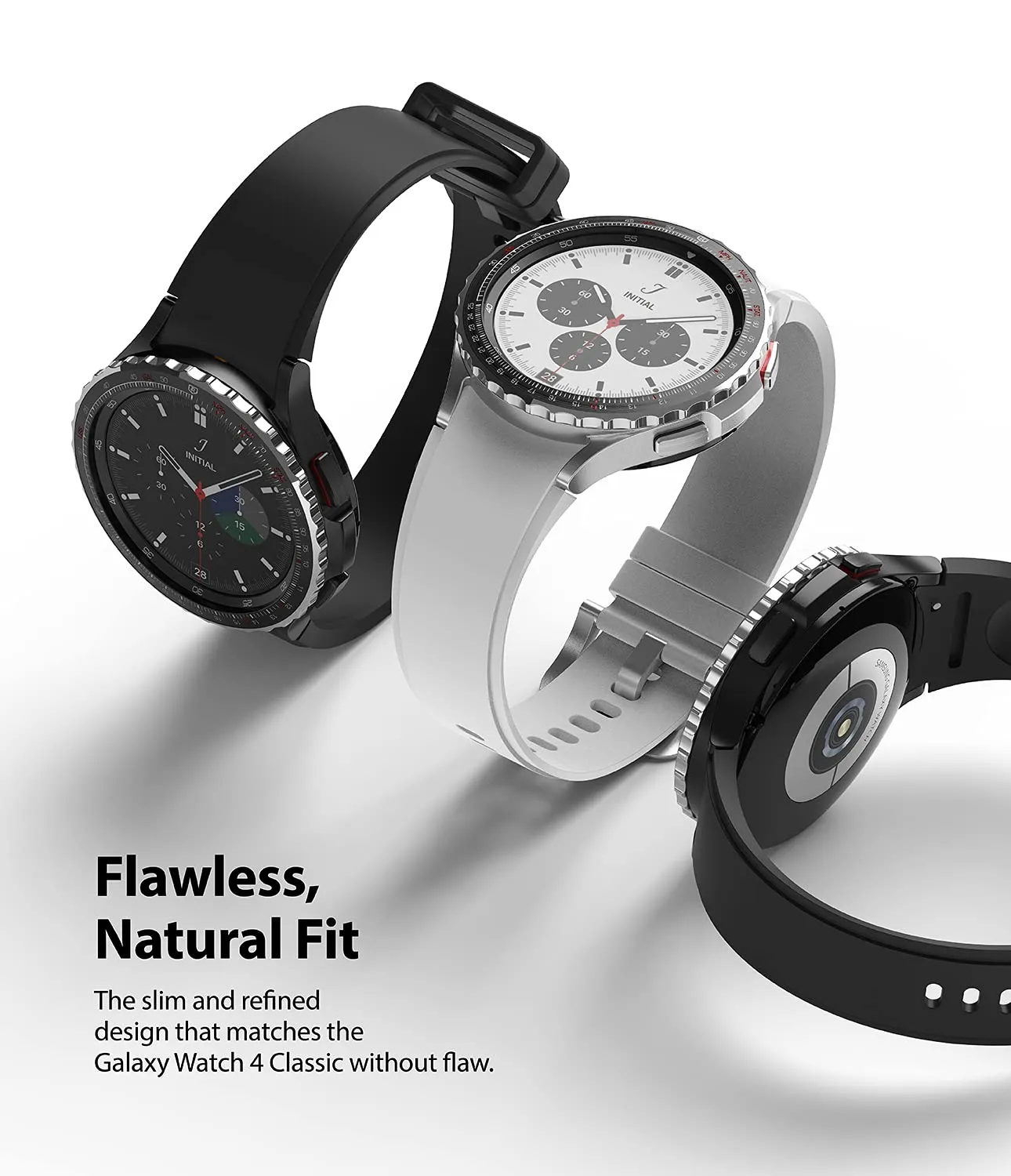 Bezel Styling Compatible with Samsung Galaxy Watch 4 Classic 42mm - Silver & Black [42-85]