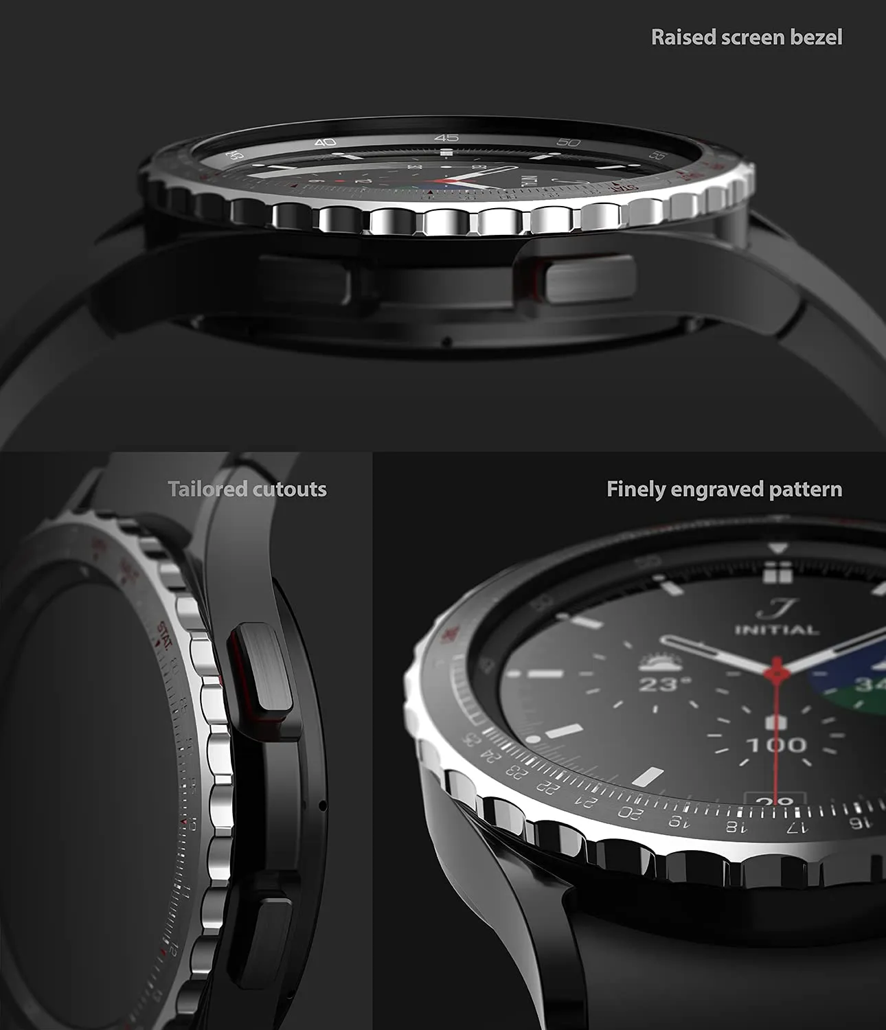 Bezel Styling Compatible with Samsung Galaxy Watch 4 Classic 42mm - Silver & Black [42-85]