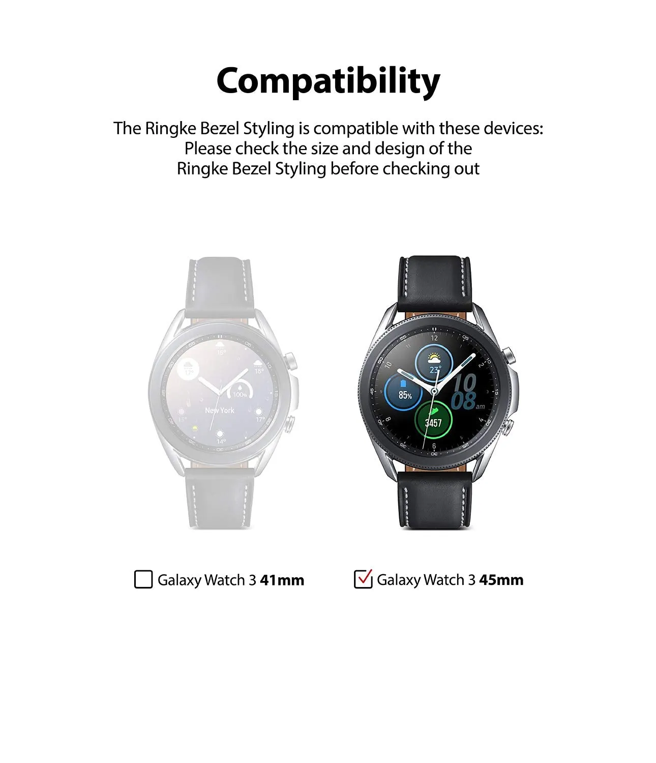 Bezel Styling for Galaxy Watch 3 45mm -  Silver  45-01 (ST) [Stainless Steel]