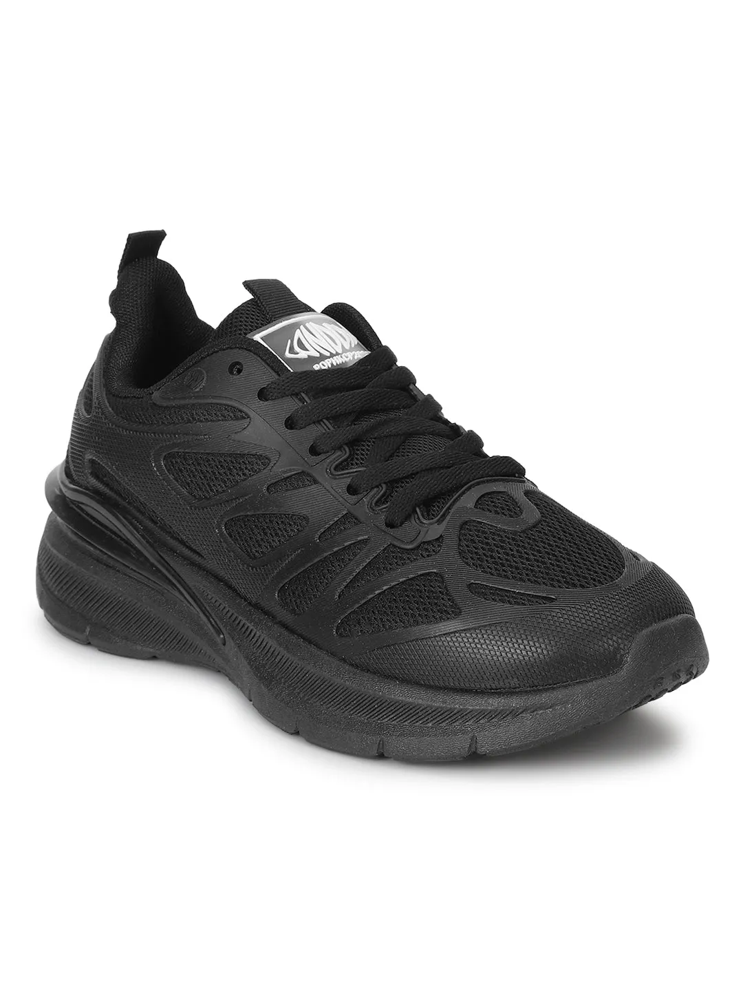 Black Mesh Lace-Up Sneakers (TC-RS3614-BLK)