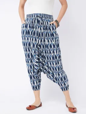 Blue Ikkat Look Harem Pant