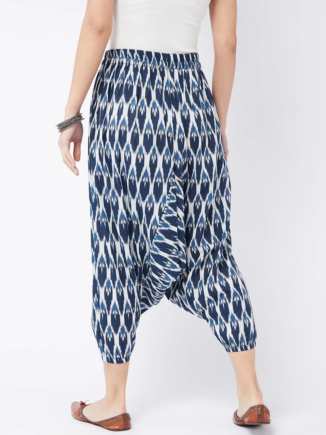 Blue Ikkat Look Harem Pant