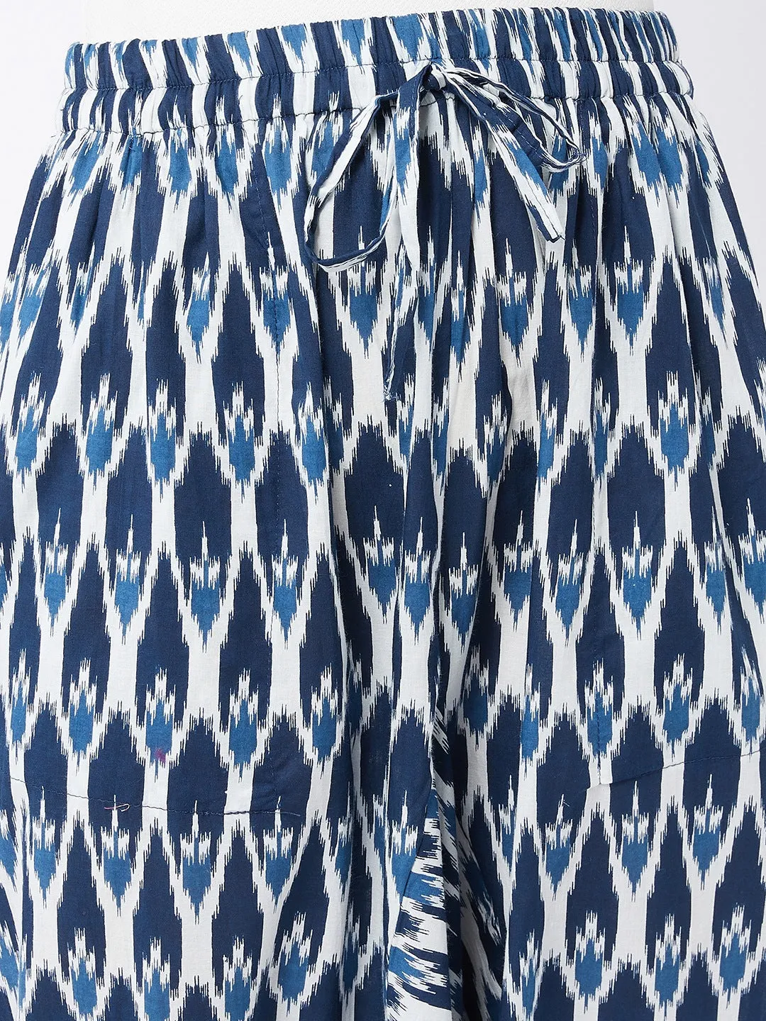 Blue Ikkat Look Harem Pant