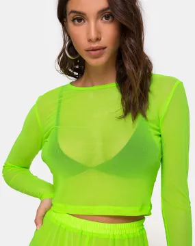 Bonnie Crop Top in Fluro Yellow Net