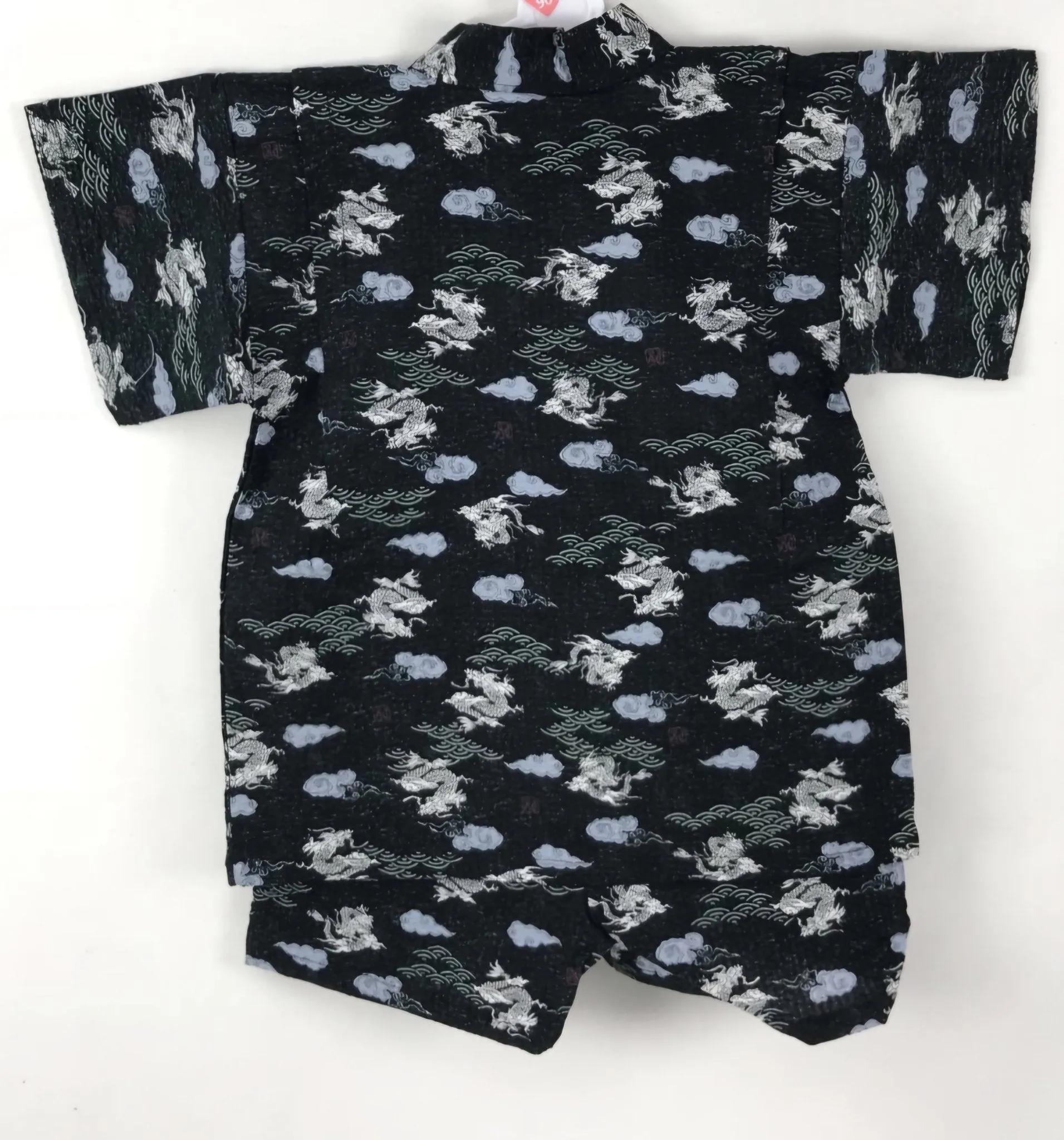 Boys 2pc Jinbei - Black with dragon and clouds print