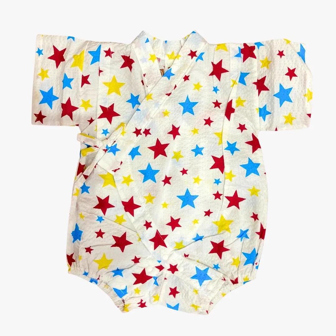 Boys 2pc Jinbei - Red, blue and yellow star print