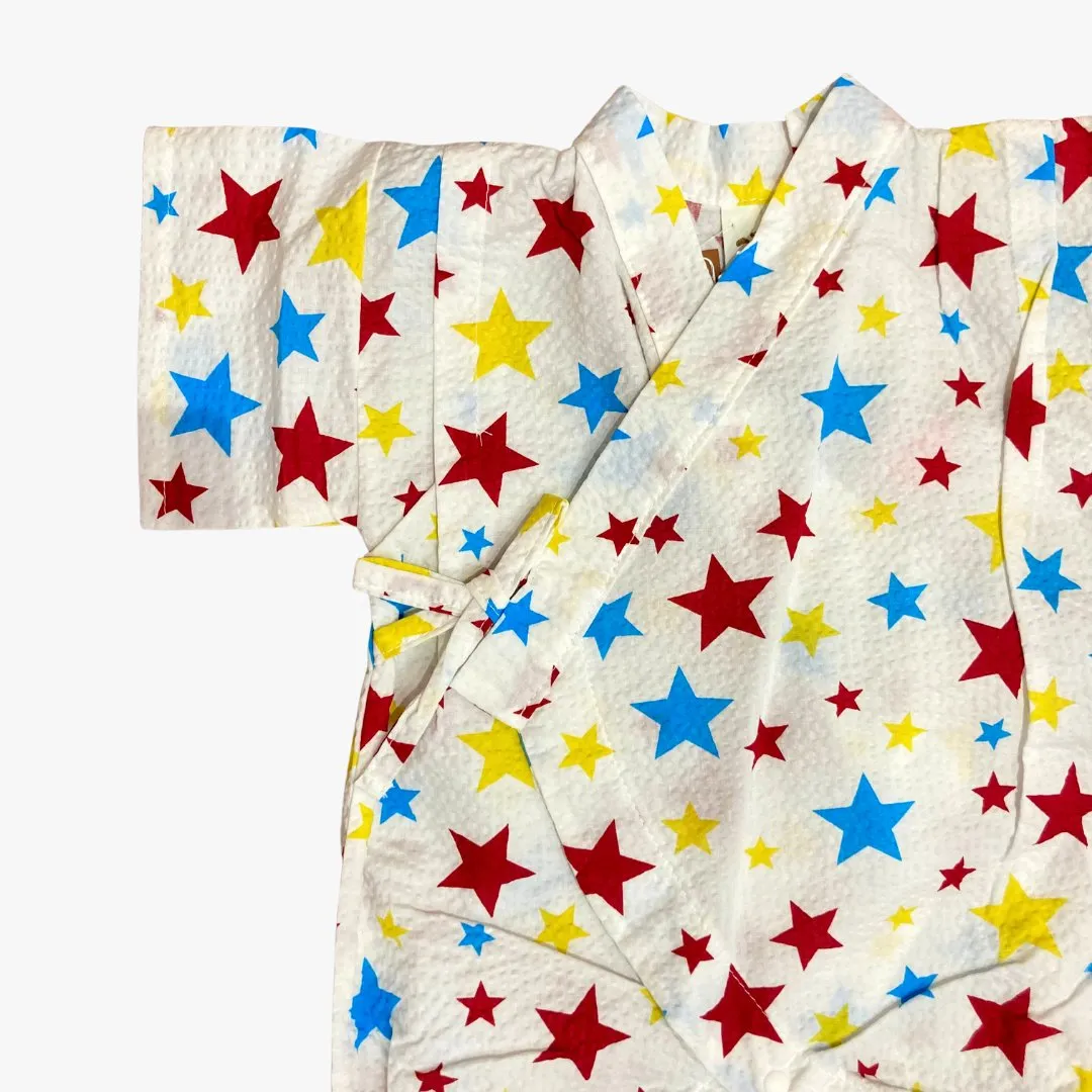 Boys 2pc Jinbei - Red, blue and yellow star print