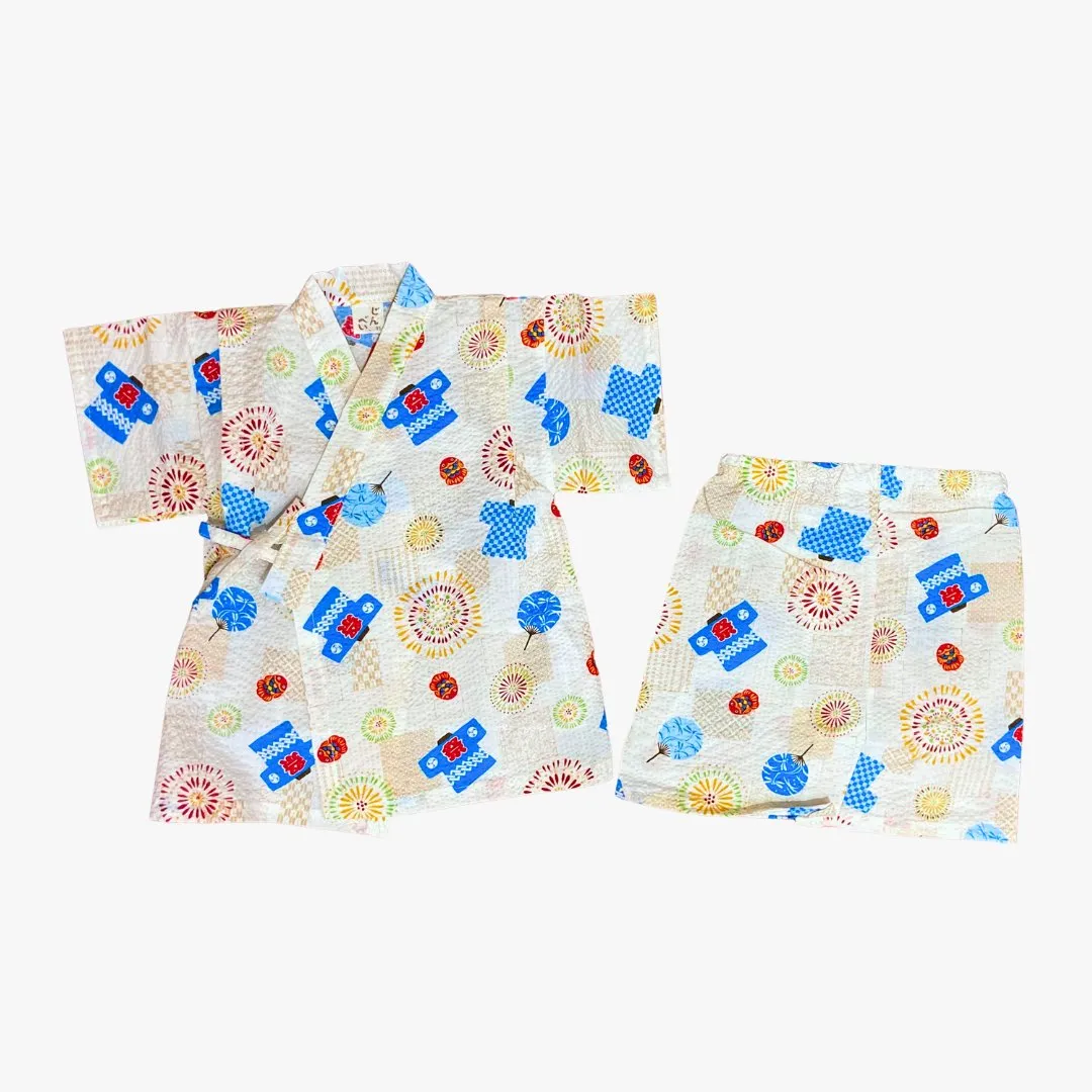 Boys 2pc Jinbei - White Matsuri