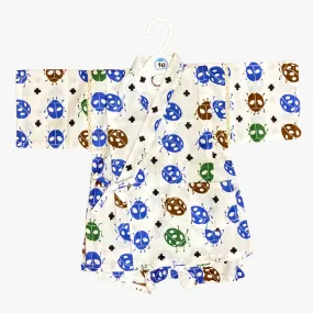 Boys 2pc Jinbei - White with ladybug print