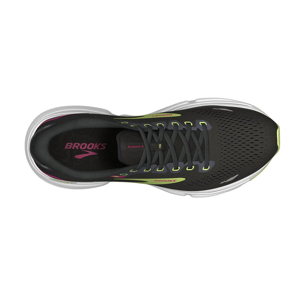 Brooks Ghost 15 (Womens) - Black/Ebony/Sharp Green